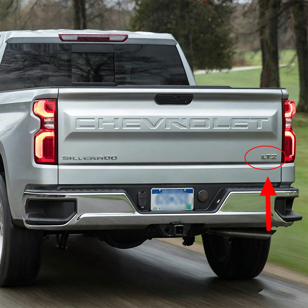 2Pcs 2007-2018 Silverado 1500 LTZ ABS Plastics Raised Tailgate Rear Letter Gloss Silver Chevrolet