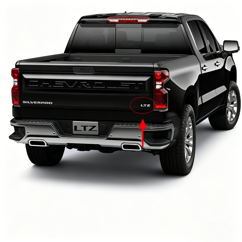 2Pcs 2007-2018 Silverado 1500 LTZ ABS Plastics Raised Tailgate Rear Letter Gloss Black Chevrolet