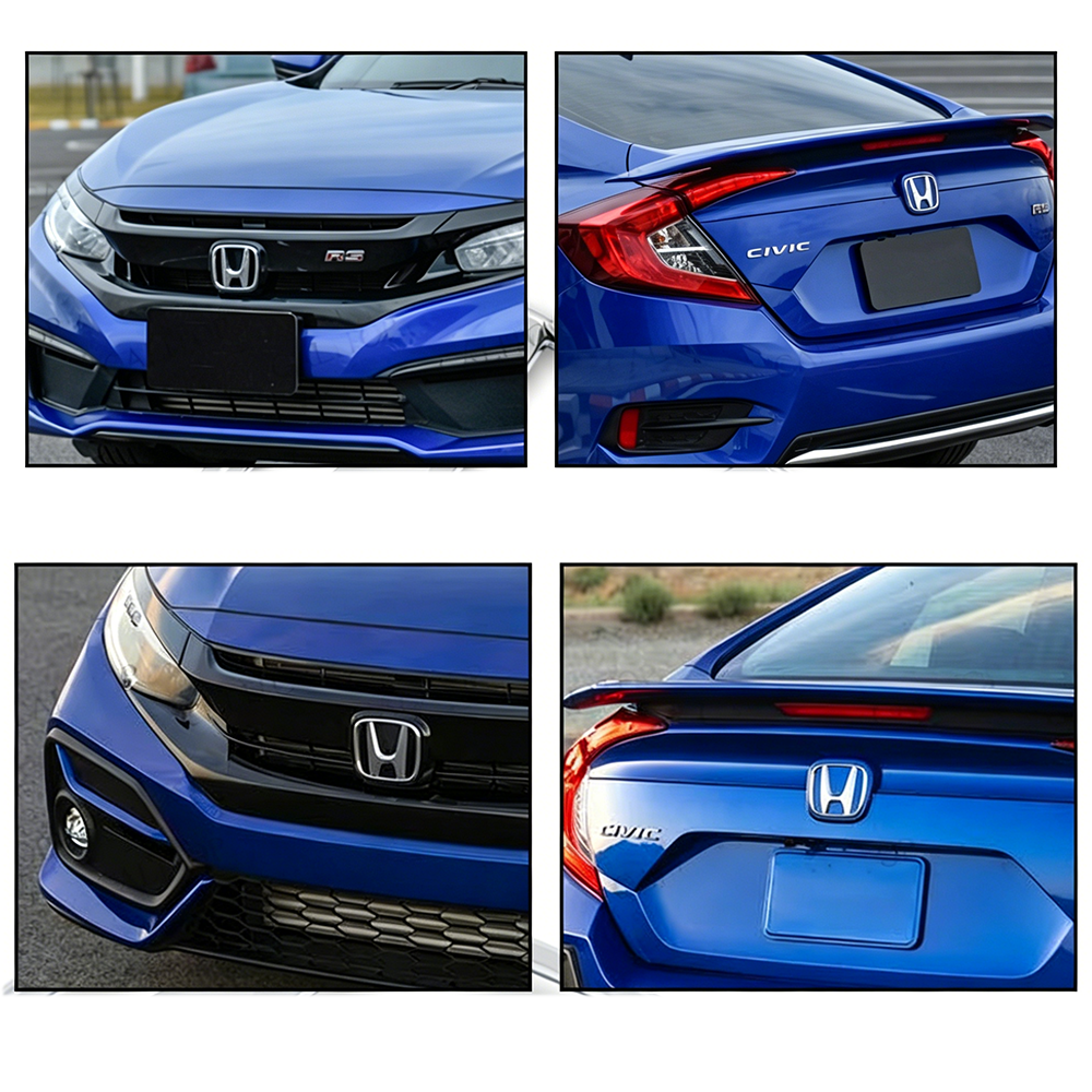 1Set 2015-2021 Civic ABS Front Grille Trunk H+ Emblem Gloss Silver Honda 75722-TBA-A00
