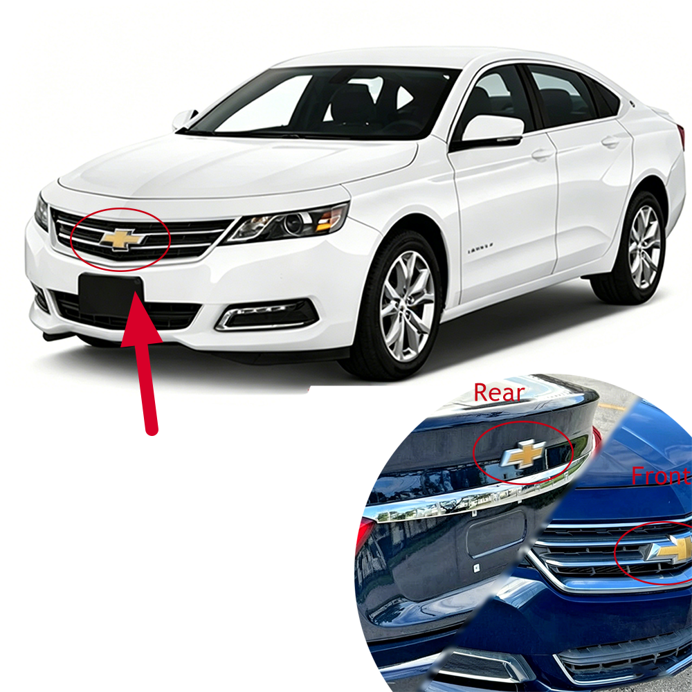 2Pc 2014-2020 Impala ABS Front Grille Rear Liftgate Bowtie Emblem Chrome Black Chevy 23295091
