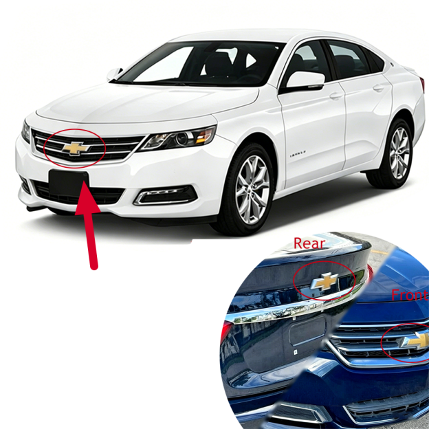 2Pc 2014-2020 Impala ABS Front Grille Rear Liftgate Bowtie Emblem Chrome Black Chevy 23295091