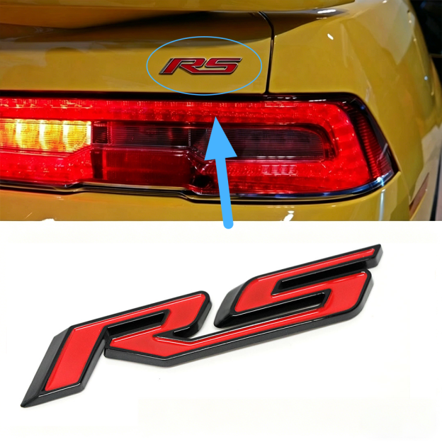 2Pc 1967-2022 Camaro RS ABS Plastic Rear Trunk Lid 3D Letter Black Red Chevrolet 92225496