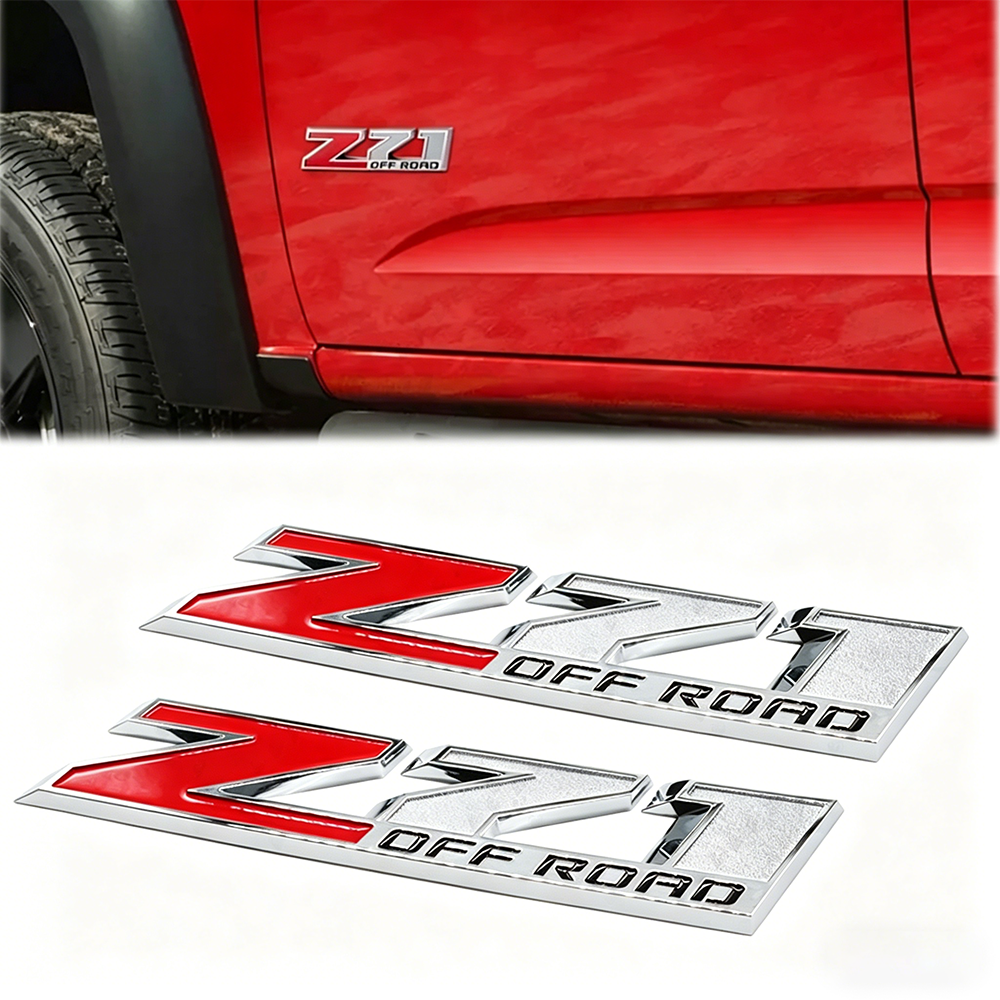 2Pc 2016-2020 Colorado Plastic Z71 Off Road Letter Red Chrome Chevrolet 84126998