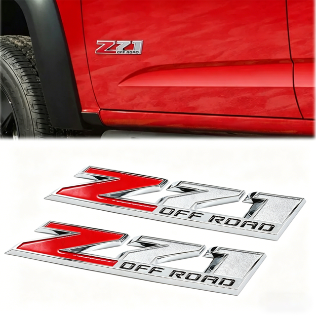 2Pc 2016-2020 Colorado Plastic Z71 Off Road Letter Red Chrome Chevrolet 84126998