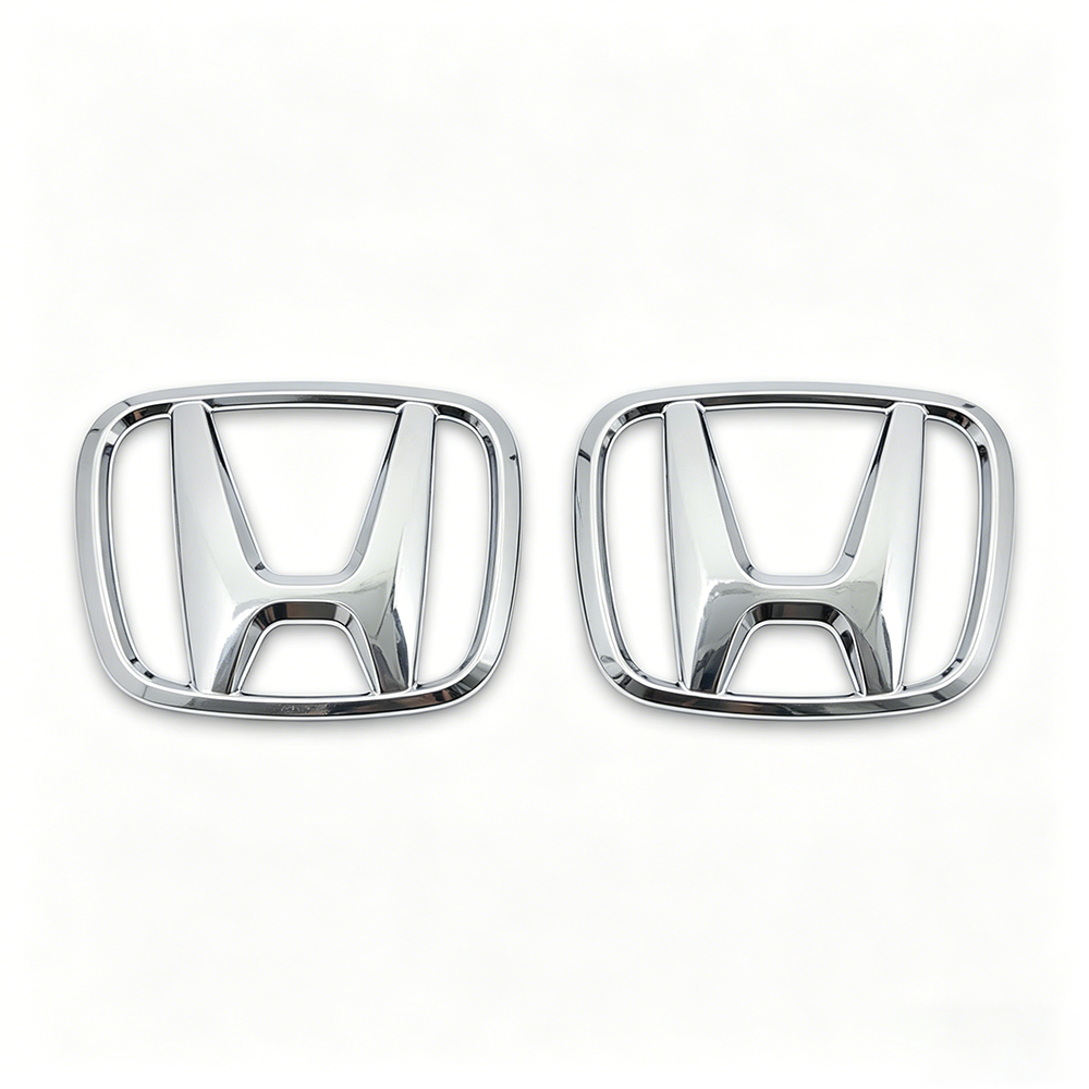 2Pcs 2015-2021 Civic Plastic Front Grille Rear Emblem Gloss Silver Honda 75722-TBA-A00