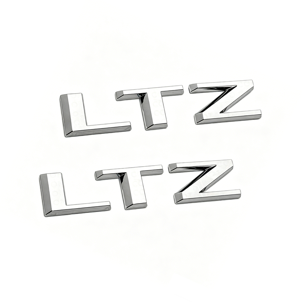2Pcs 2007-2018 Silverado 1500 LTZ ABS Plastics Raised Tailgate Rear Letter Gloss Silver Chevrolet