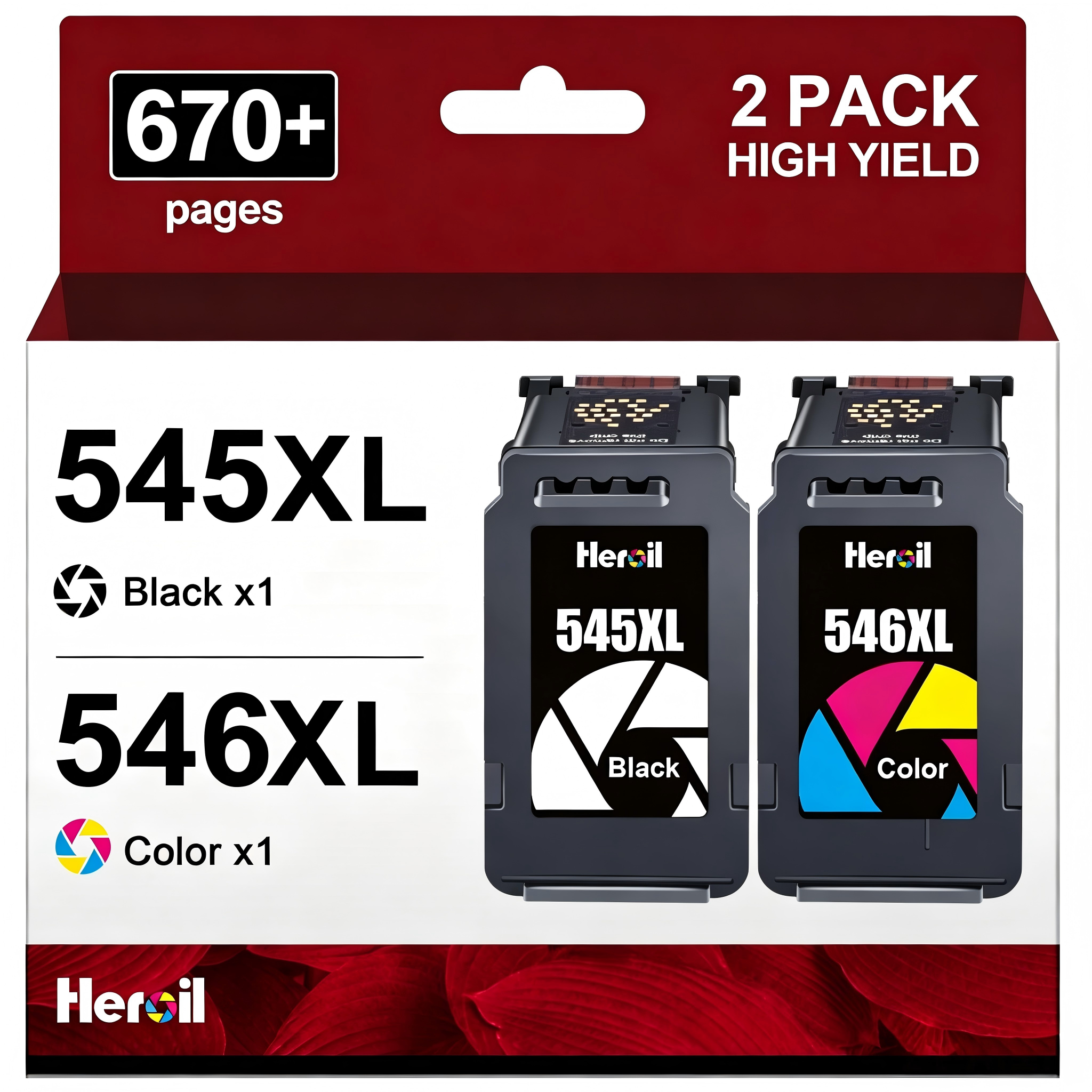 Heroil Cartucce per Canon 545 546 Cartuccia per canon 545 Nero per Canon 545 546 XL Multipack Compatibile per Pixma TS3350 MG2550s TR4550 MX495 TS3150 TR4500 TS3351 TS3300 TR4600 TS3100 TS3151 TR4651