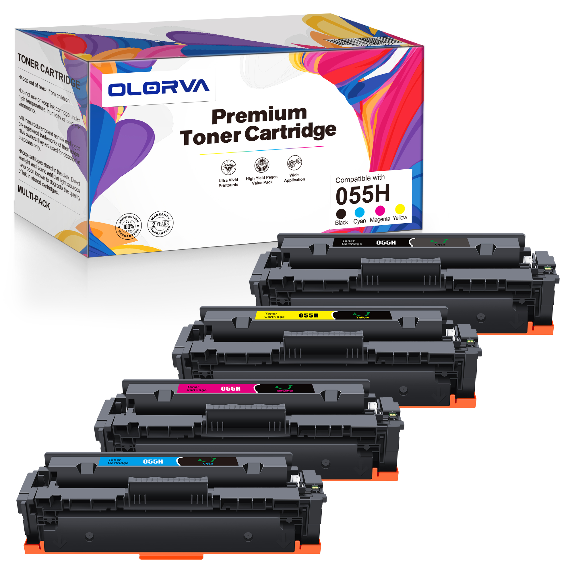 OLORVA 055H 055 Toner Cartridge Set | Replacement for Canon 055 Toner Cartridge Set Compatible with Canon Color ImageCLASS MF743Cdw Toner,Color ImageCLASS MF741Cdw,MF745Cdw,MF746Cdw,LBP664Cdw Printer