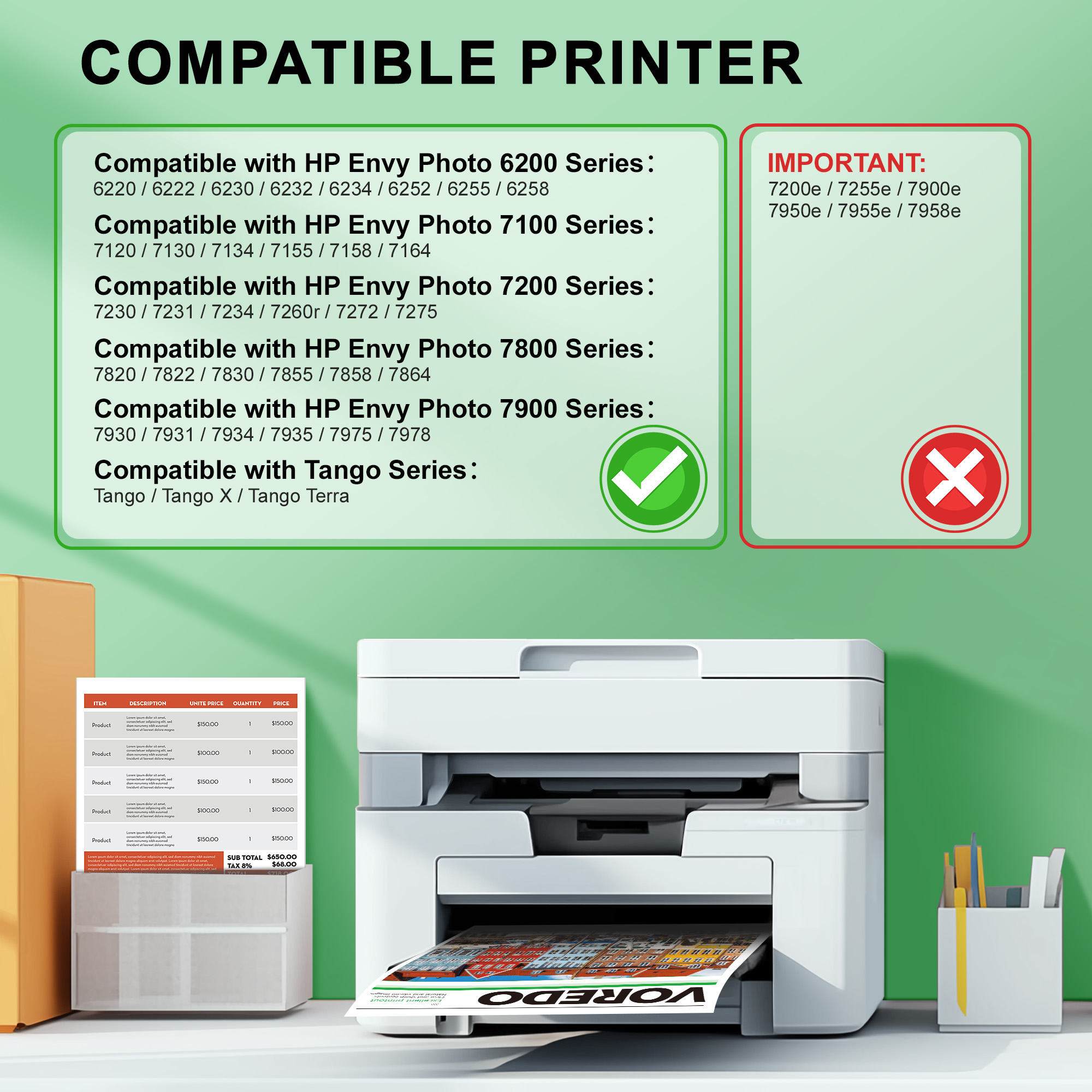 64XL Ink Cartridge Combo Pack Remanufactured Replacement for HP Ink 64 HP64 64XL 64 XL Work for Envy Photo 7858 7855 7155 6255 6252 7120 7158 Envy 7255e 7955e 7958e Tango X Terra Printer(Black, Color)