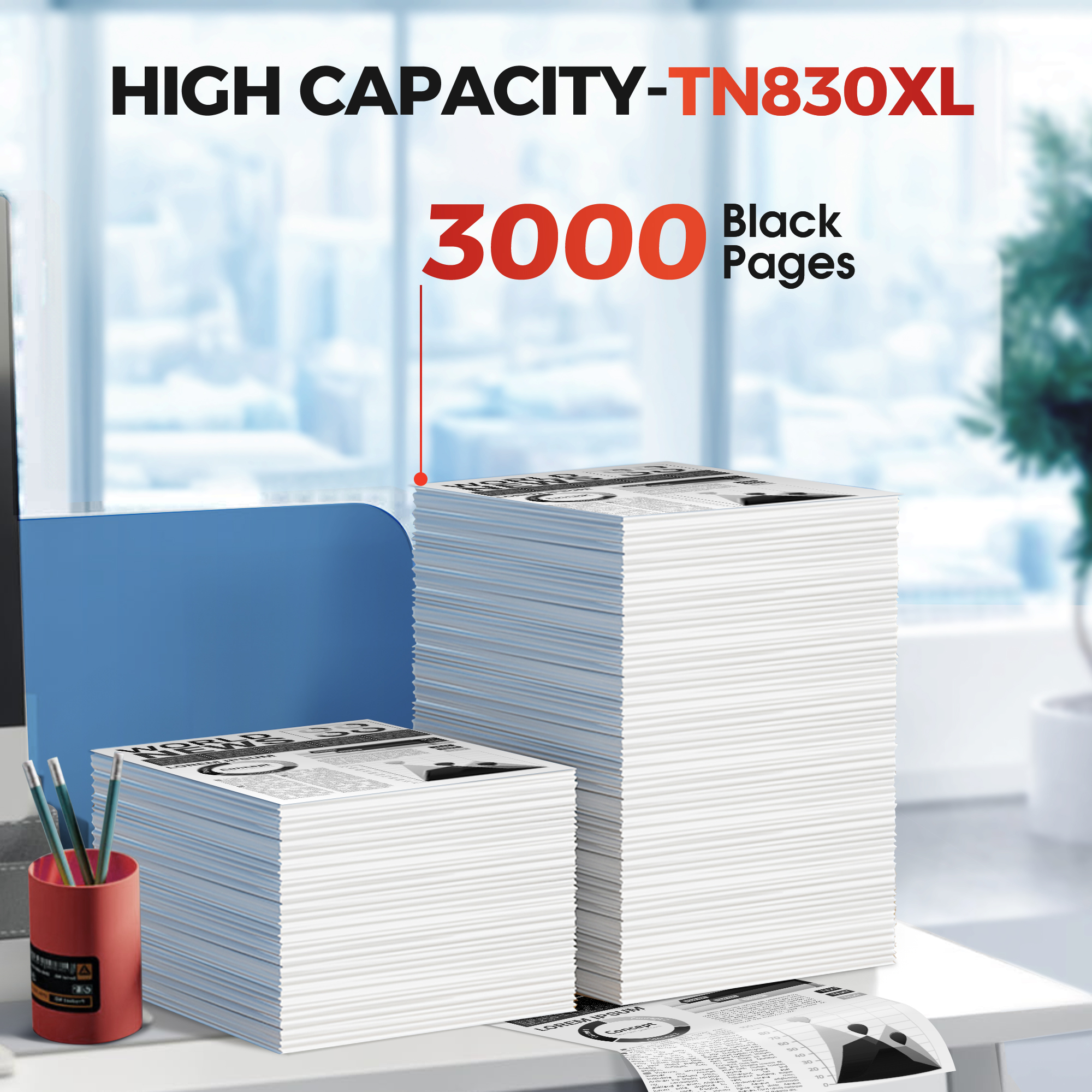 TN830XL TN830 -Compatible for Brother TN830XL Toner TN-830XL TN830 TN-830 Toner to use with Brother HL-L2460DW DCP-L2640DW HL-L2480DW HL-L2400D HL-L2405W MFC-L2820DWXL MFC-L2820DW Printer (2 Black)