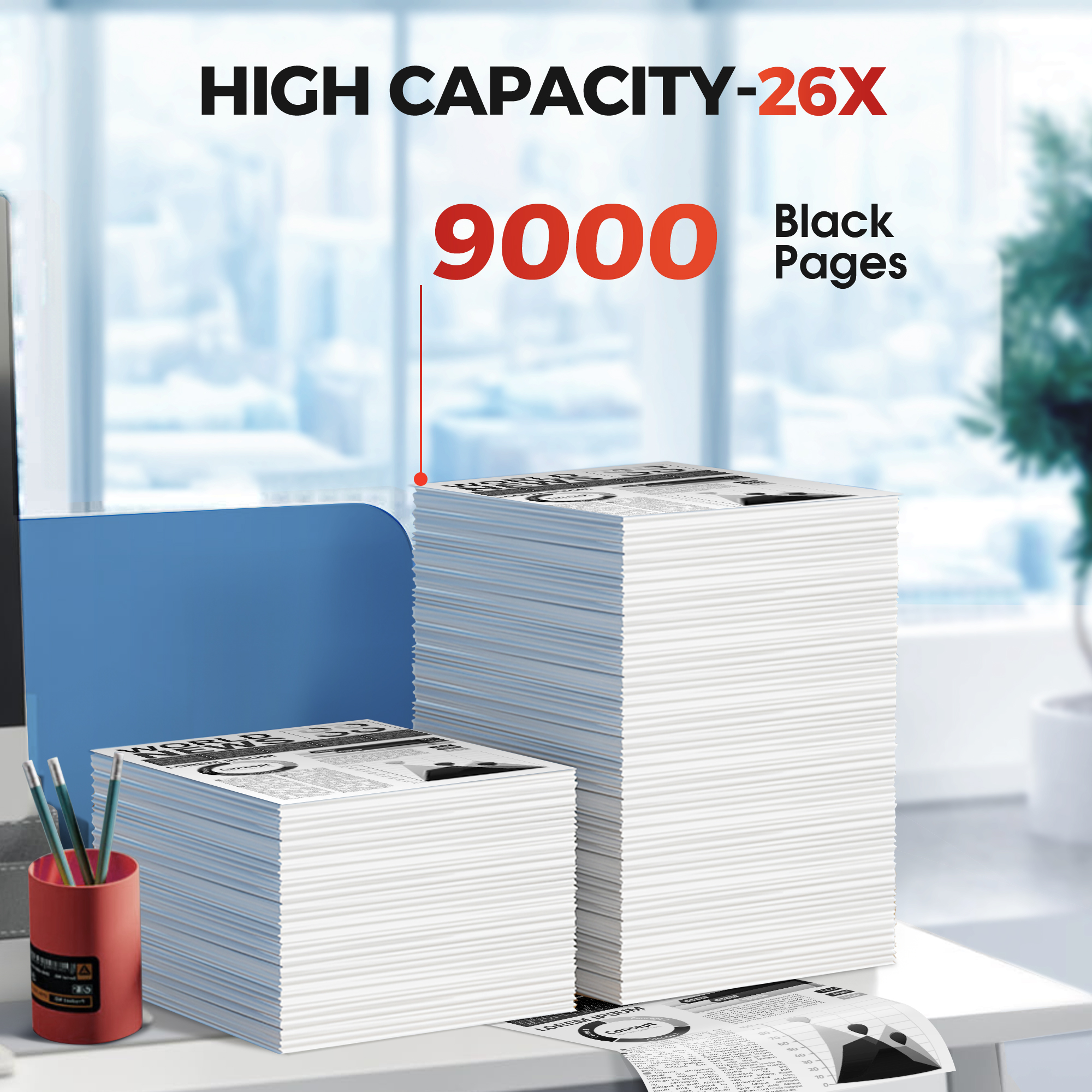 CF226X - High Yield - Use for HP 26X Replacement for HP 26X Toner Cartridge 26A CF226A Works with Pro M426dw M402n M402d M402dn M402dw for Laserjet Pro MFP M426fdw M426fdn Printer | 2 Black