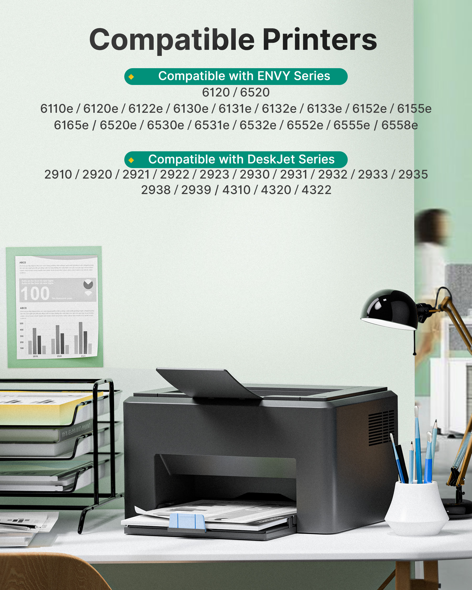 68XL 68e 68 Black Ink Cartridge Combo Pack for HP Ink 68 68XL 68e Replacement for HP Envy 6155e 6555e Ink Cartridges Compatible with Envy 6155e 6555e 6152e 6552e 6100e 6500e Series Printer (2 Black)