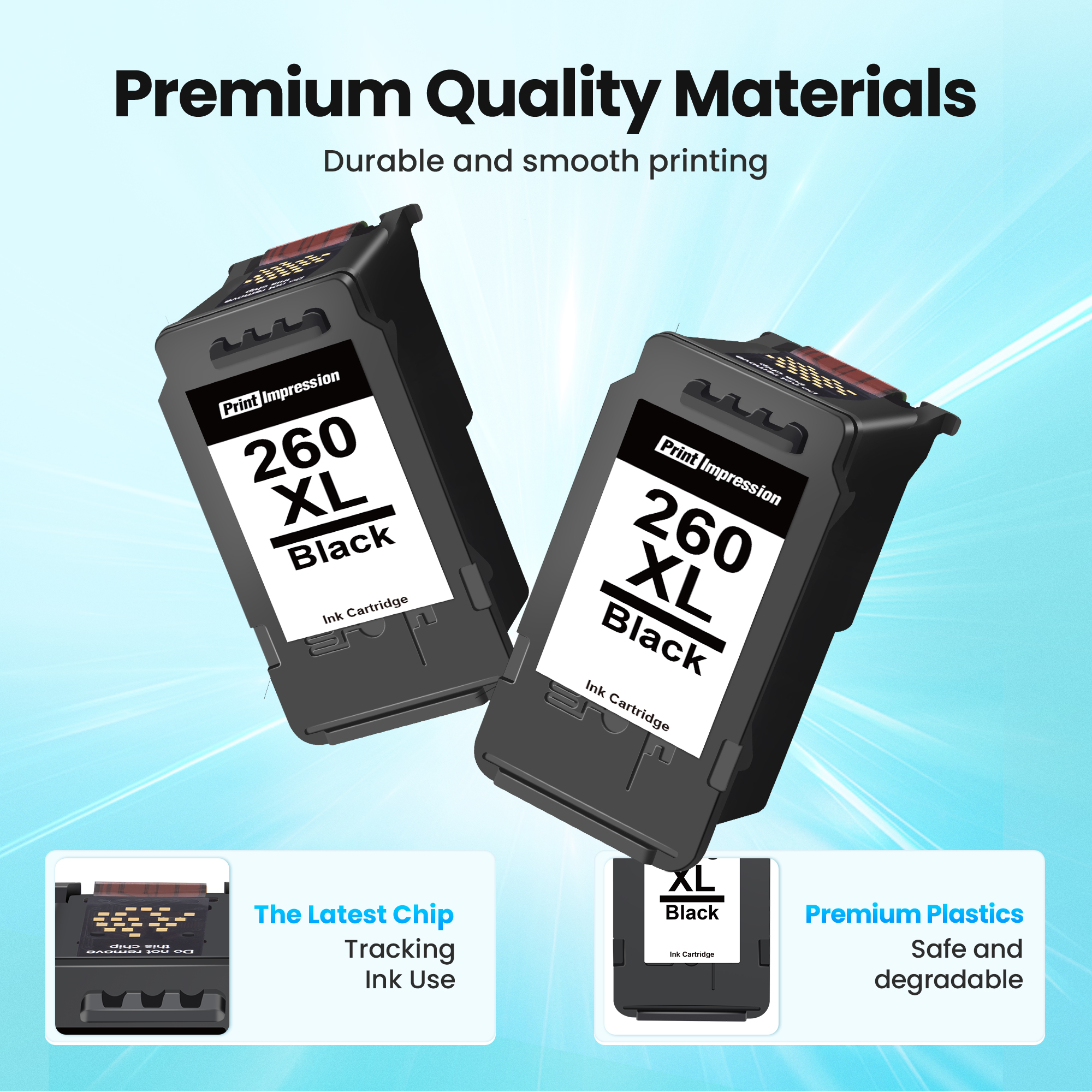  PrintImpression 260XL Black Ink Cartridge Replacement for Canon PG-260 Black Ink Cartridge 260 Ink PG 260 XL Black Ink Cartridge Work for Canon TS6420a TS6420 TS5320 TR7020a TR7020 TR7022 TR7022a Printer (2 Black)