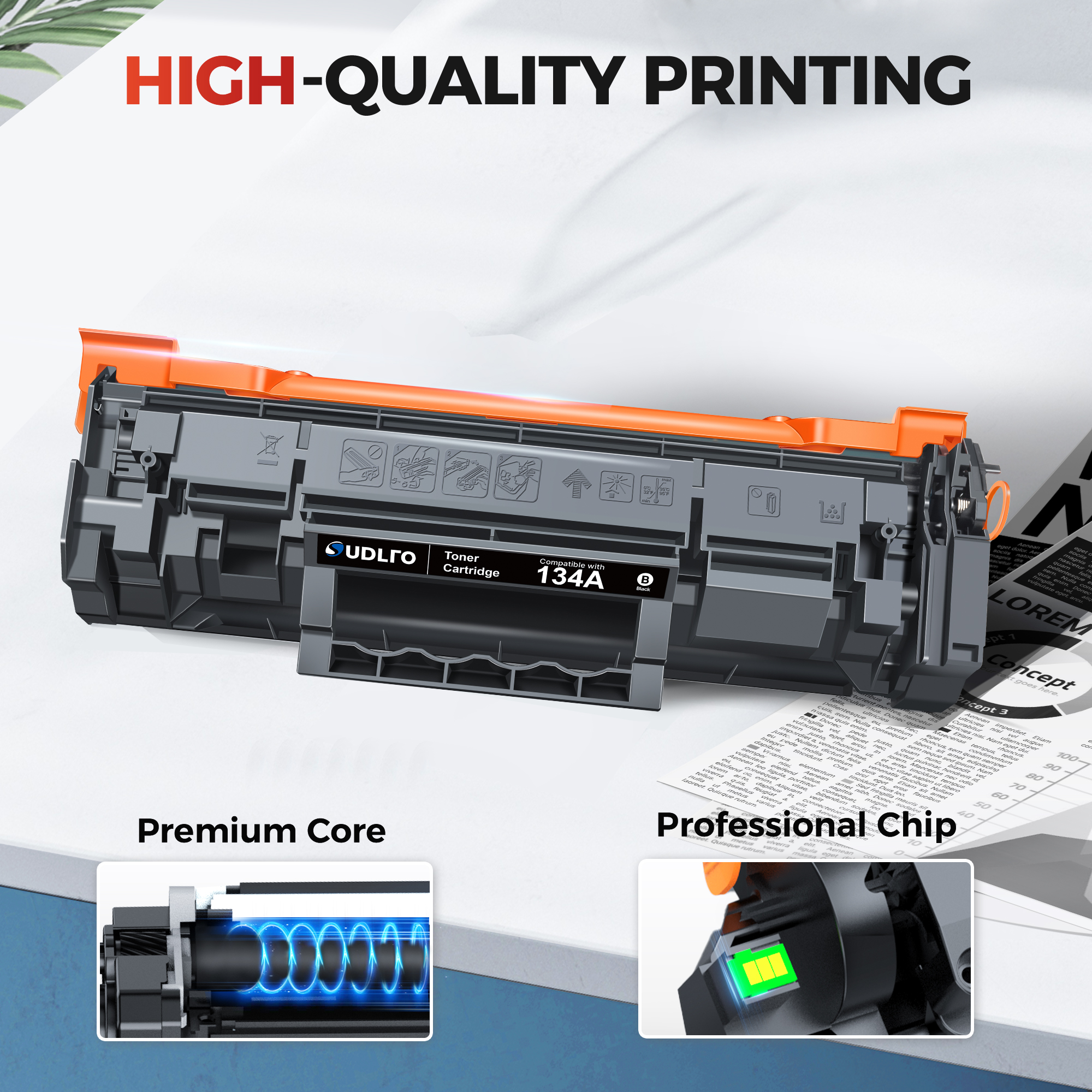 134A Black Toner Cartridge - (with Chip) Compatible Replacement for HP 134 A 134X W1340A W1340X Toner Cartridges Work with Laserjet M209dw MFP M234dw M234sdw M234sdn Series Printer (2-Pack)