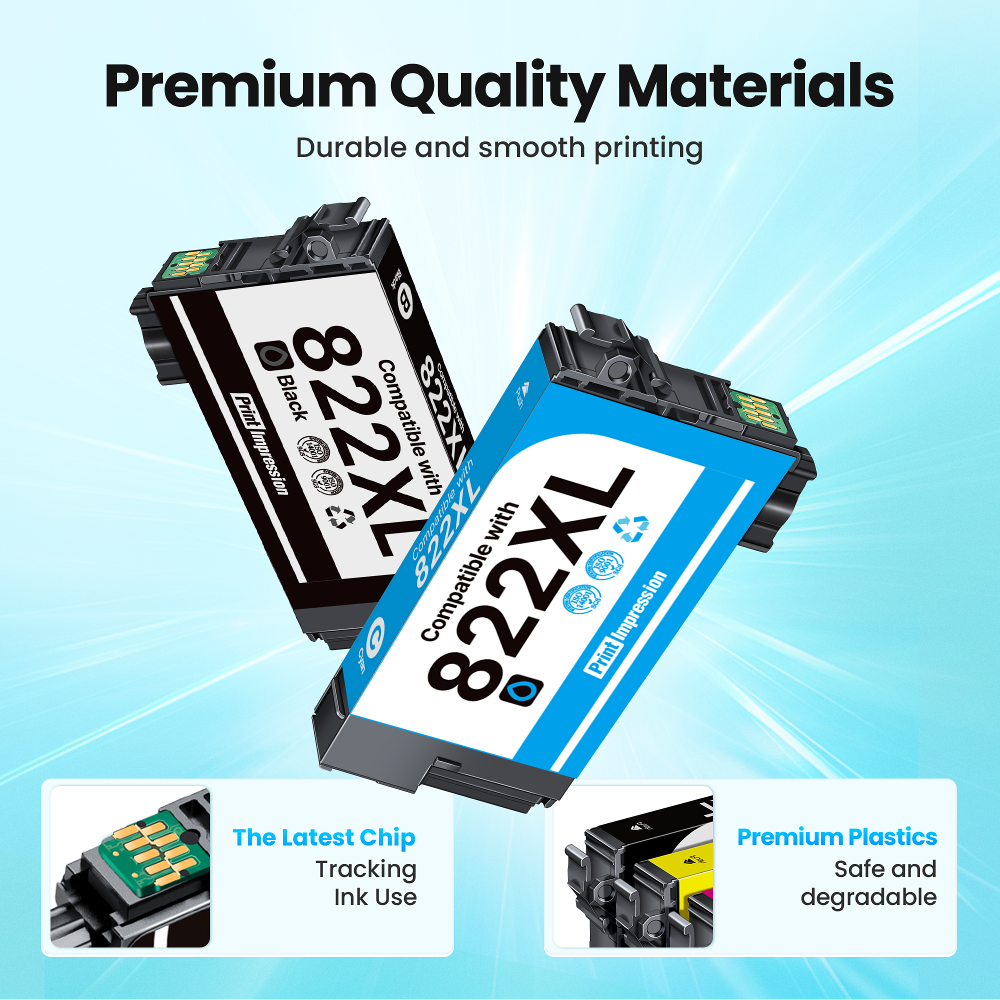 Remanufactured for 822XL Ink Cartridges Compatible with Epson 822XL Ink Cartridges Combo Pack Use for Epson WF-3820 Printer Workforce Pro WF-4820 WF-4830 WF-3823 WF-4834 (Black Cyan Magenta Yellow)