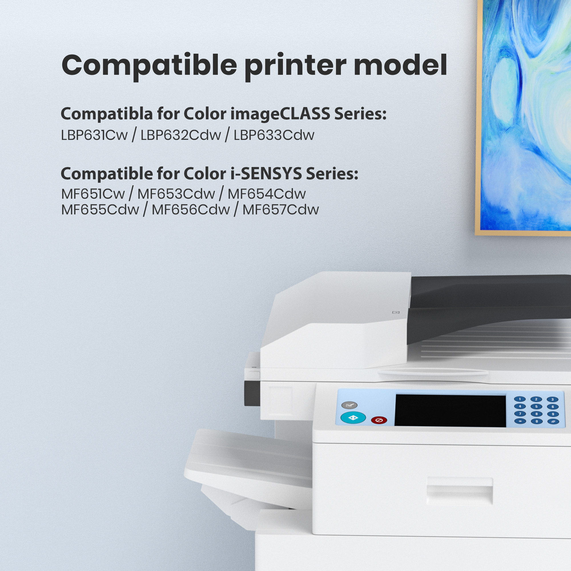 TESSO Compatible Toner Cartridge Replacement for Canon 067 (Black Cyan Magenta Yellow,4-Pack) Work with Canon MF656Cdw MF654Cdw MF650C LBP632Cdw MF653Cdw Printer with Random Packaging