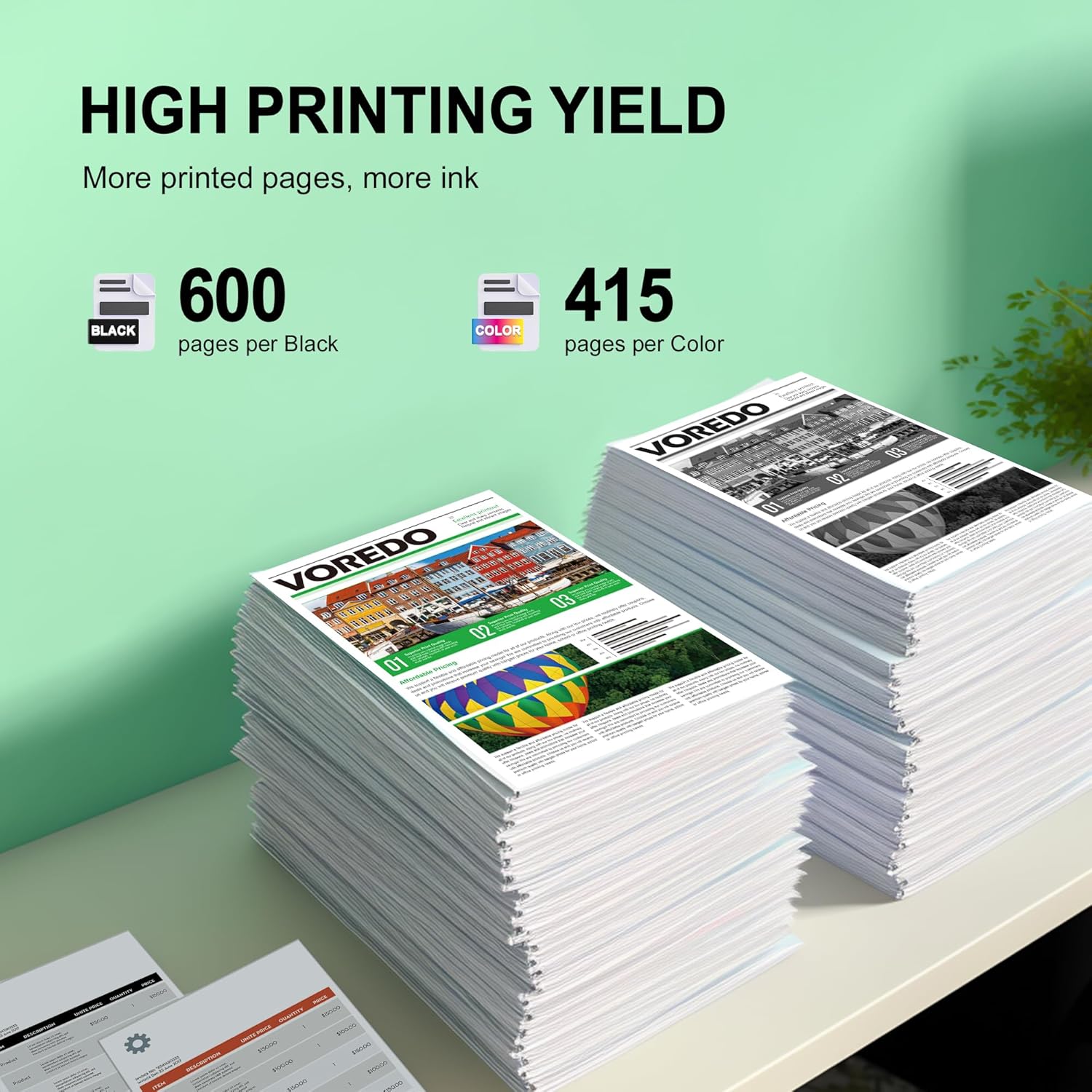 Remanufactured Ink Cartridge Replacement for HP 62XL Ink Cartridge Combo Pack 62 XL for Envy 5540 5542 5545 5640 5642 5660 5664 5665 7640 7645 8000 8005 OfficeJet 200 250 5740 5742 5745(2 Pack)