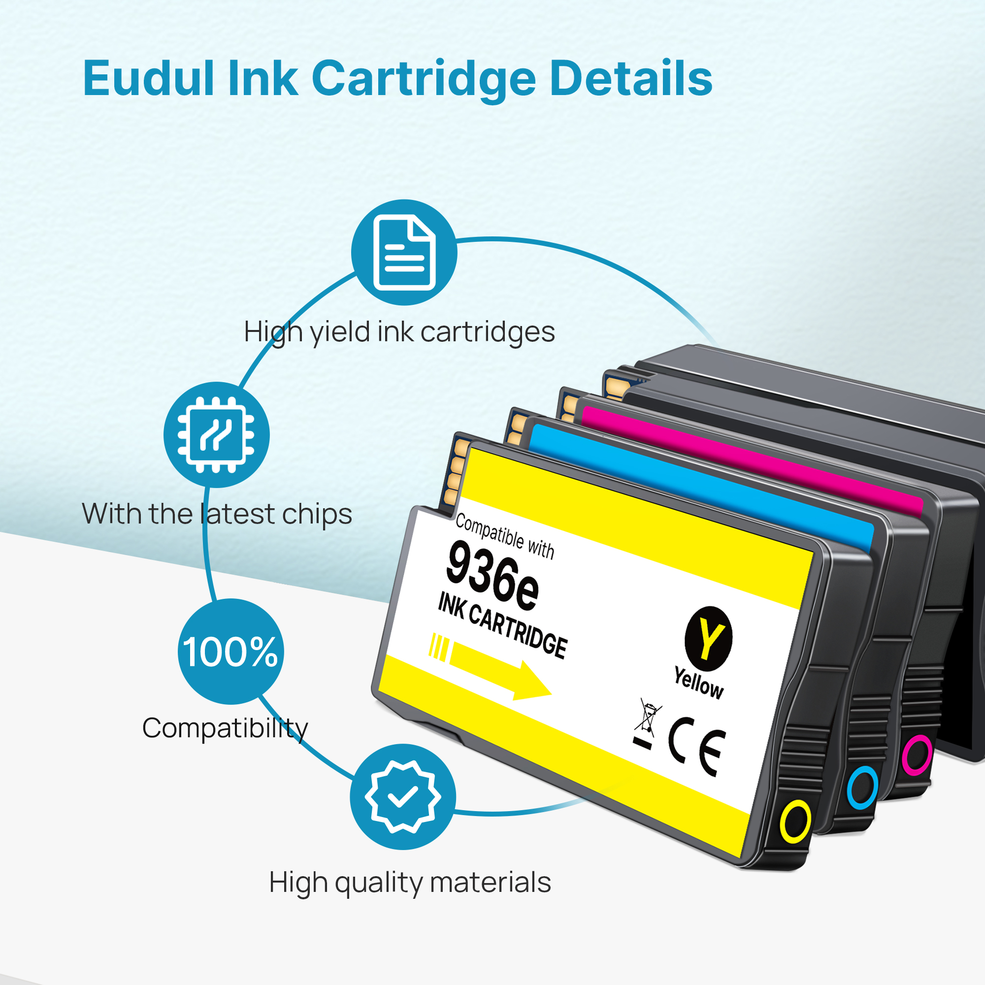 936e 936XL 936 Ink Cartridges for HP Printers 9125e 9120 9130 9135e