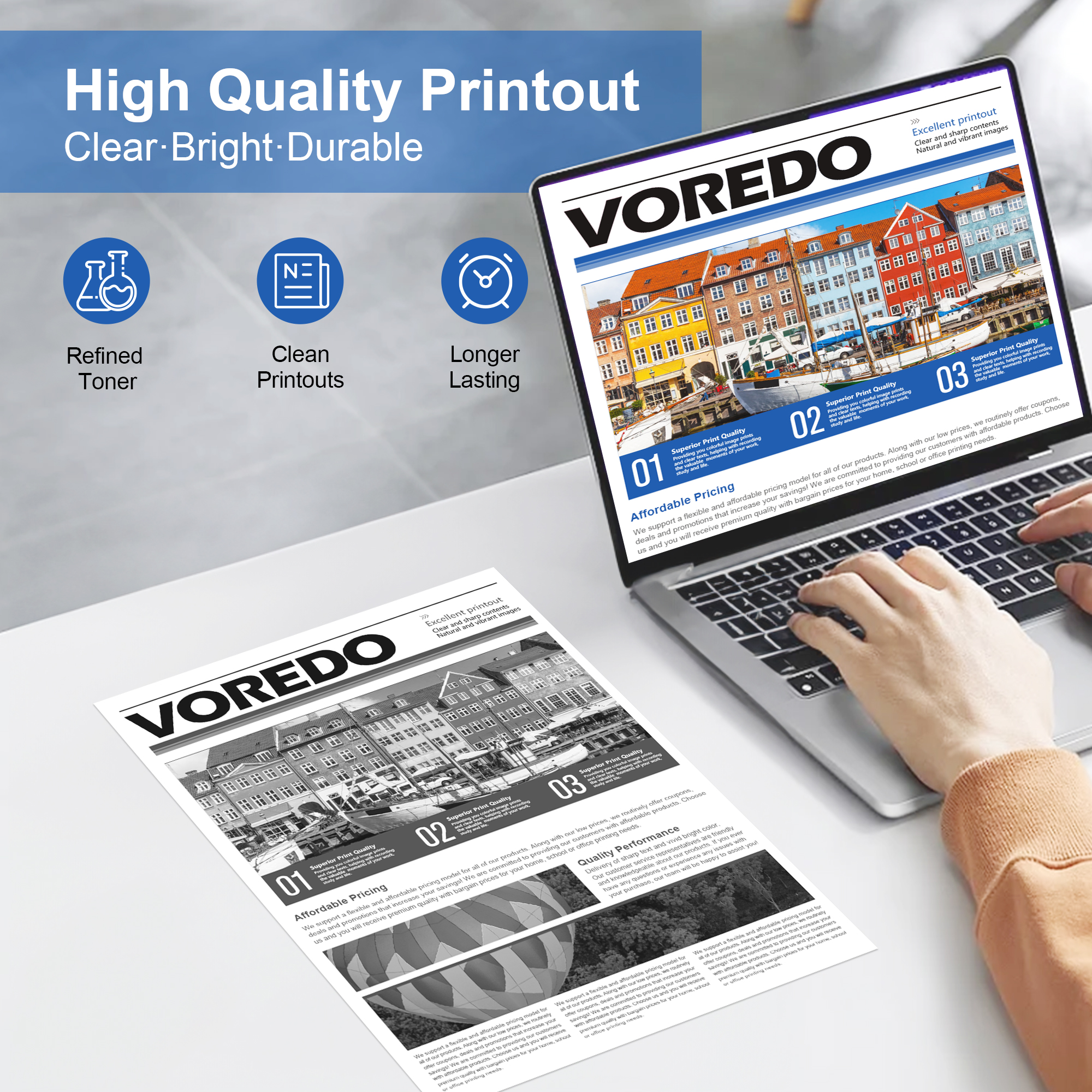 VOREDO 58A CF258A Toner Cartridge (with CHIP) for HP 58A Toner Cartridge Black 58X CF258X High Yield for HP Laserjet Pro MFP M404n M404dn M428fdw M404dw M404 M428fdn M428dw M406dn M430f M428 Printer (2 Pack)