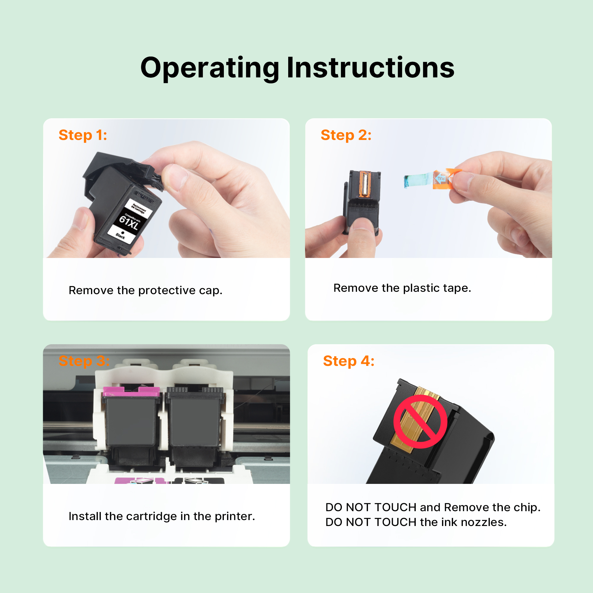 61XL Ink Cartridges Black and Color 3-Pack Replacement for HP 61XL Ink Cartridge Combo Pack (2 Black, 1 Color) Work with HP Envy 4500 5530 4502 4501 5535 OfficeJet 4630 4635 DeskJet 2540 1000 1010