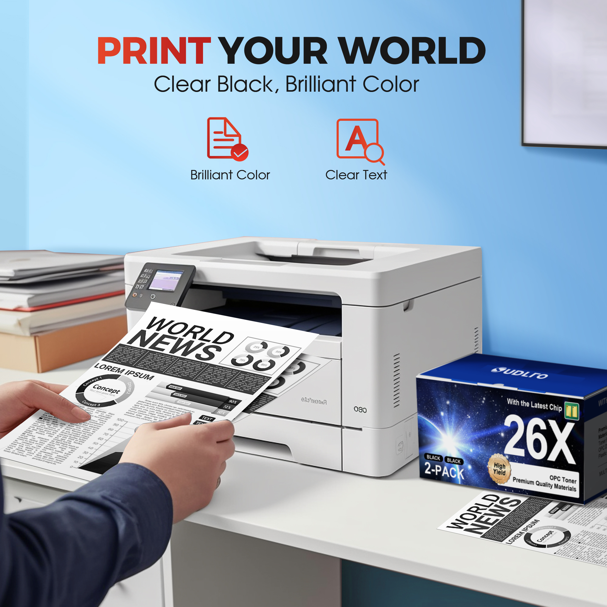 CF226X - High Yield - Use for HP 26X Replacement for HP 26X Toner Cartridge 26A CF226A Works with Pro M426dw M402n M402d M402dn M402dw for Laserjet Pro MFP M426fdw M426fdn Printer | 2 Black