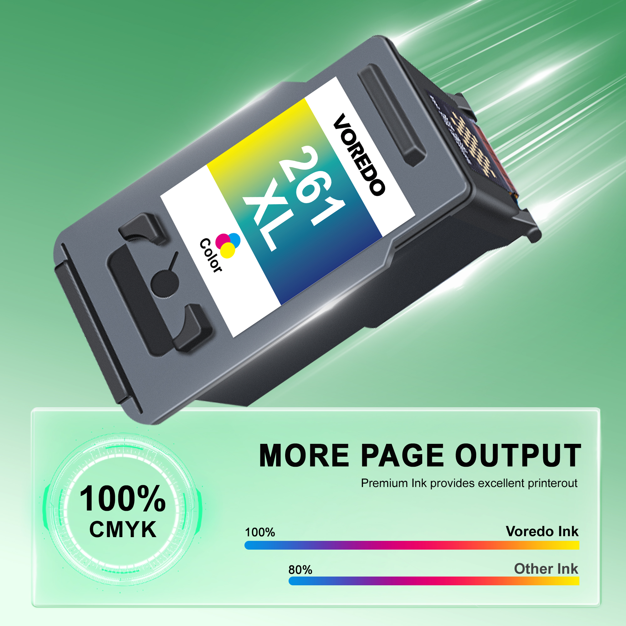 VOREDO Compatible Ink Cartridges Replacement PG-260XL CL-261XL for Canon 260 and 261 Ink Cartridges Work with Pixma TS6420a Ink, TS6420 TS6400, TS5320; TR7020; TR7022 (1 Black, 1 Color)