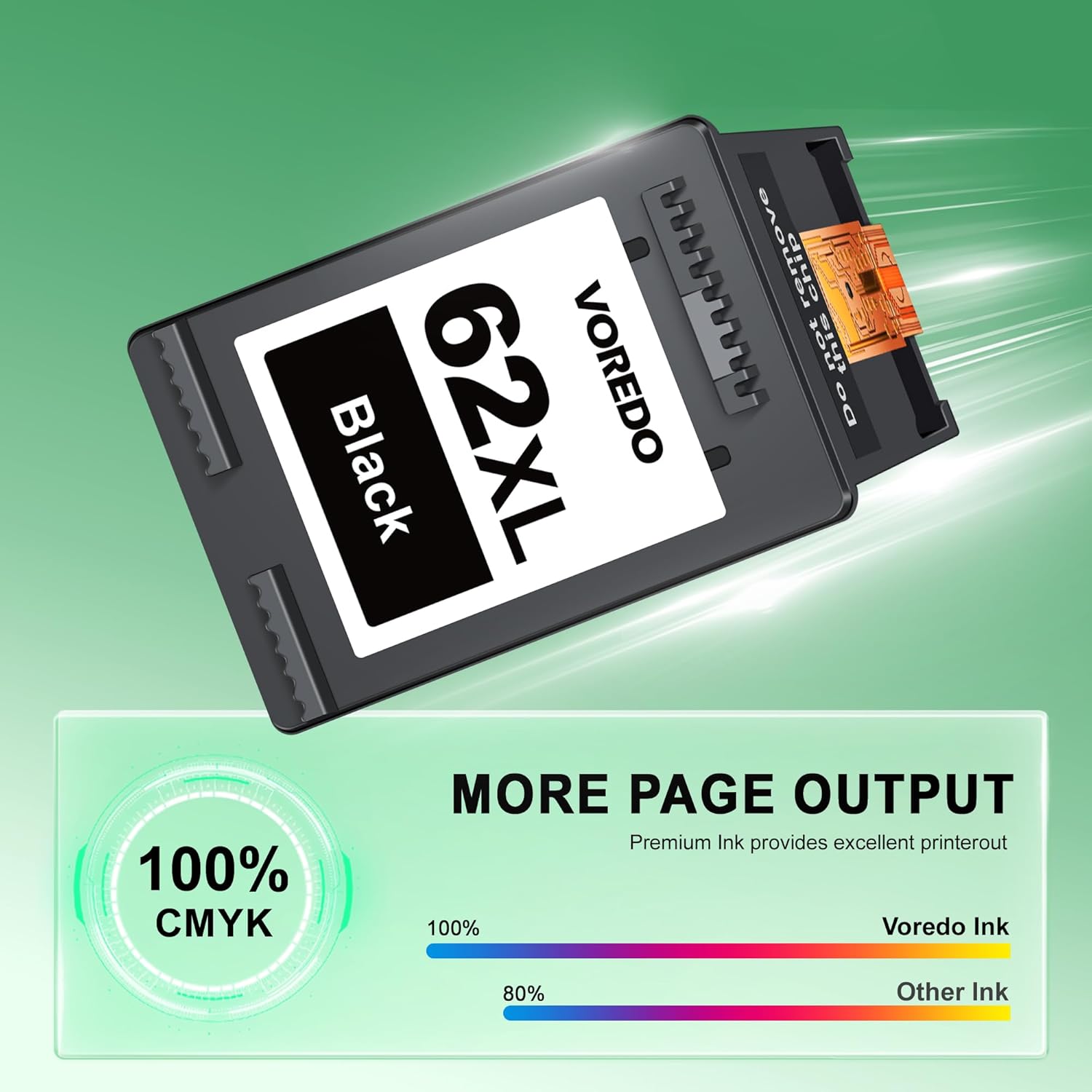 Remanufactured Ink Cartridge Replacement for HP 62XL Ink Cartridge Combo Pack 62 XL for Envy 5540 5542 5545 5640 5642 5660 5664 5665 7640 7645 8000 8005 OfficeJet 200 250 5740 5742 5745(2 Pack)