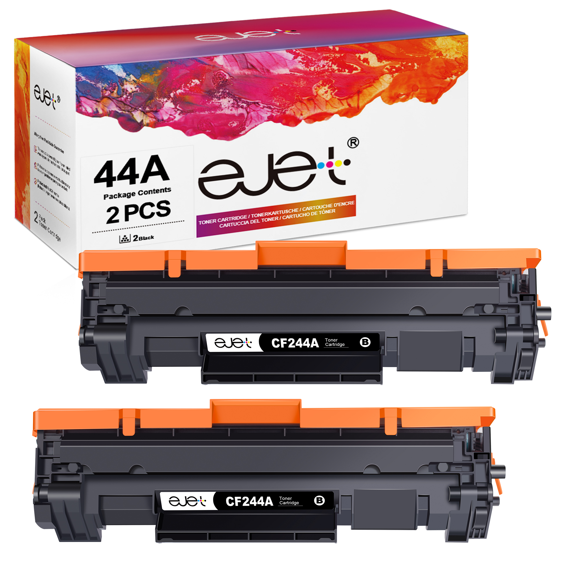 ejet Kompatibel Tonerkartusche als Ersatz für HP 44A CF244A für Laserjet MFP M28w M28a für Laserjet Pro M15w M15a Drucker (Schwarz, 2er-Pack)