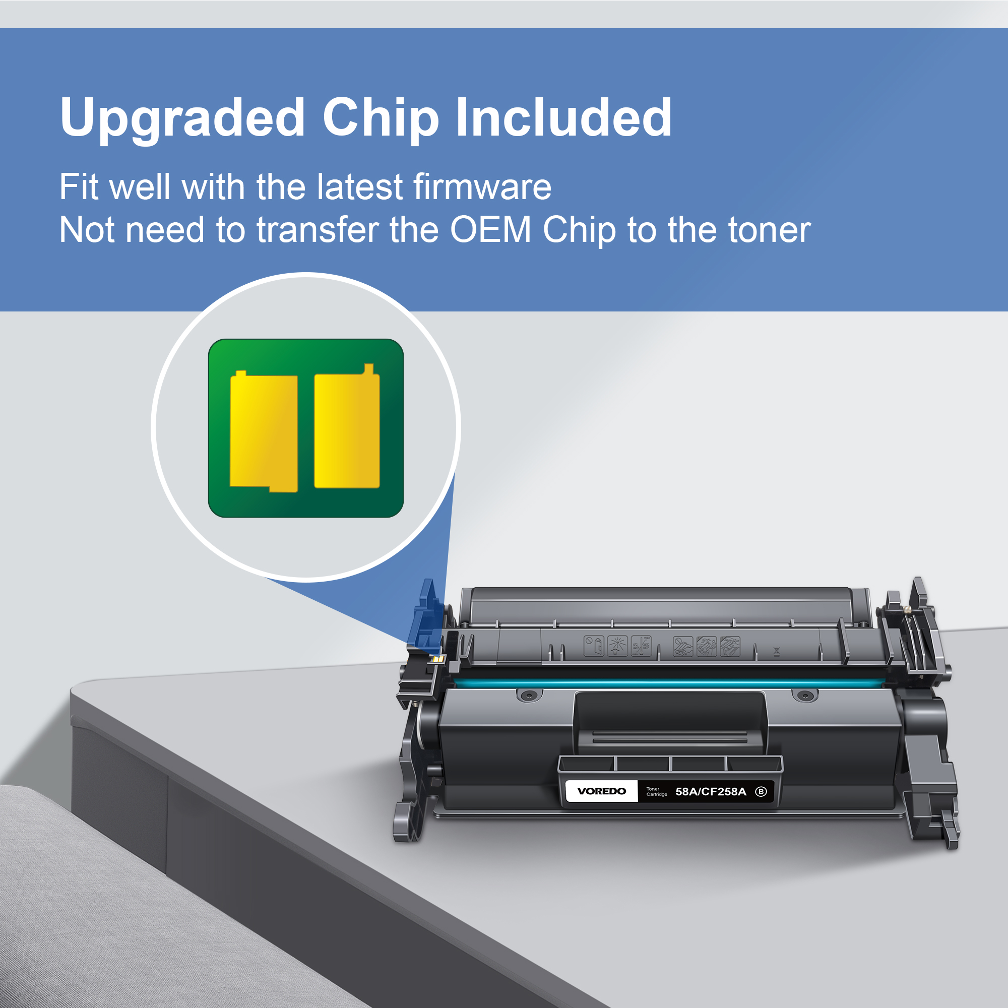 VOREDO 58A CF258A Toner Cartridge (with CHIP) for HP 58A Toner Cartridge Black 58X CF258X High Yield for HP Laserjet Pro MFP M404n M404dn M428fdw M404dw M404 M428fdn M428dw M406dn M430f M428 Printer (2 Pack)