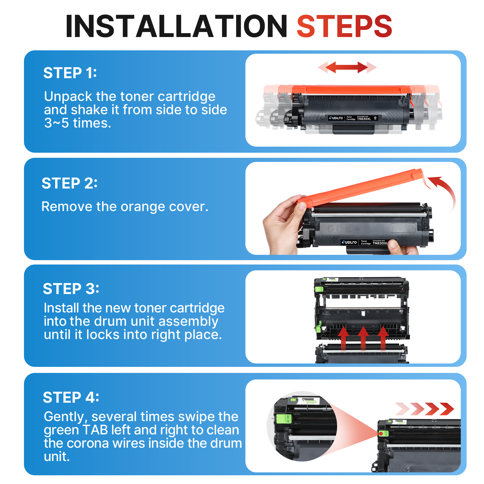 TN830XL TN830 -Compatible for Brother TN830XL Toner TN-830XL TN830 TN-830 Toner to use with Brother HL-L2460DW DCP-L2640DW HL-L2480DW HL-L2400D HL-L2405W MFC-L2820DWXL MFC-L2820DW Printer (2 Black)