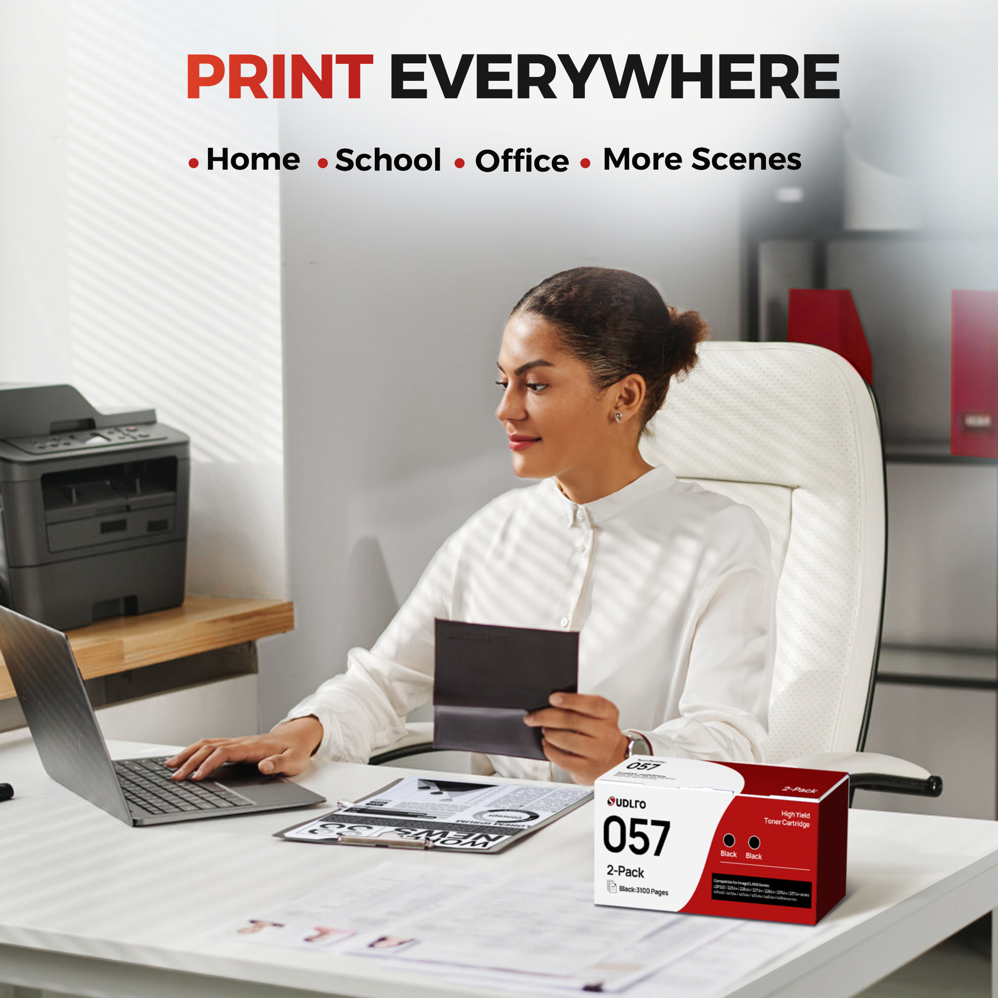 057 Toner Cartridge - Canon 057 Replacement for Canon 057 Toner Cartridge CRG057 057H to use with Canon MF445dw MF448dw MF449dw LBP226dw LBP227dw Printer (2Black, Non-OEM)