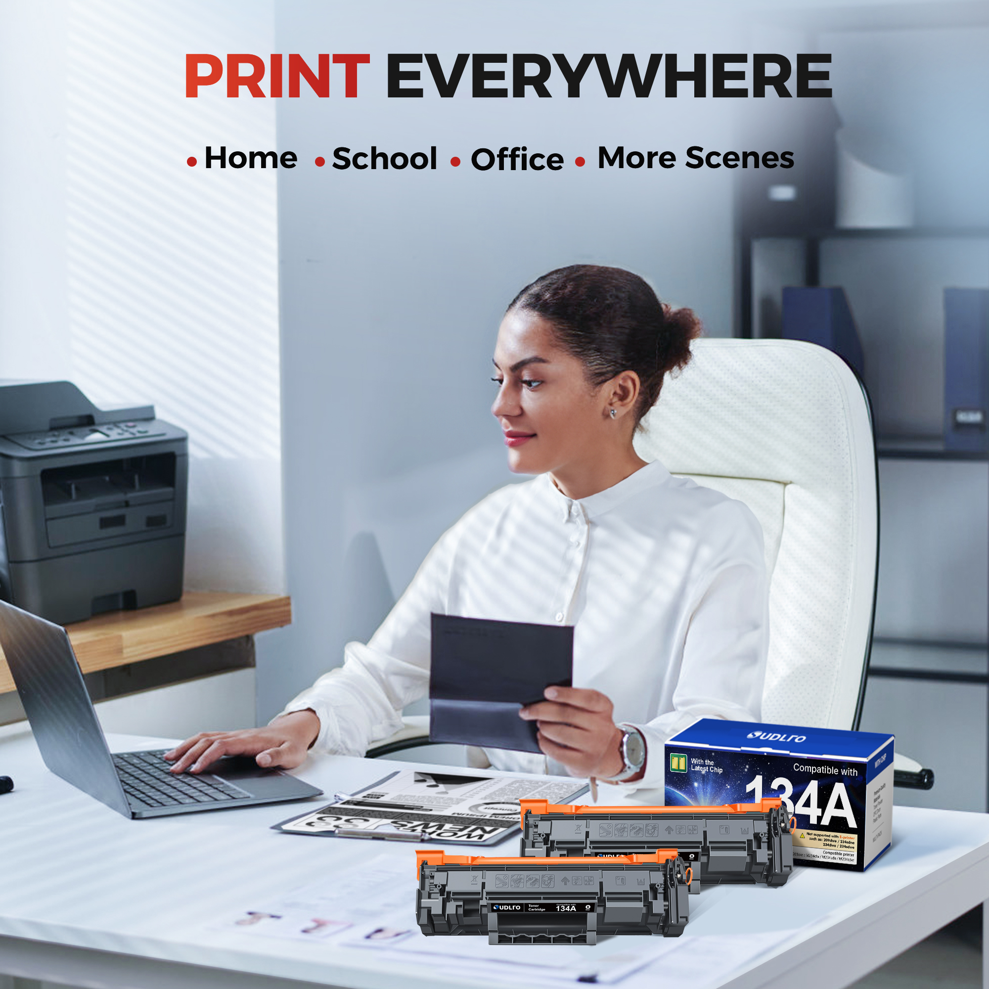 134A Black Toner Cartridge - (with Chip) Compatible Replacement for HP 134 A 134X W1340A W1340X Toner Cartridges Work with Laserjet M209dw MFP M234dw M234sdw M234sdn Series Printer (2-Pack)