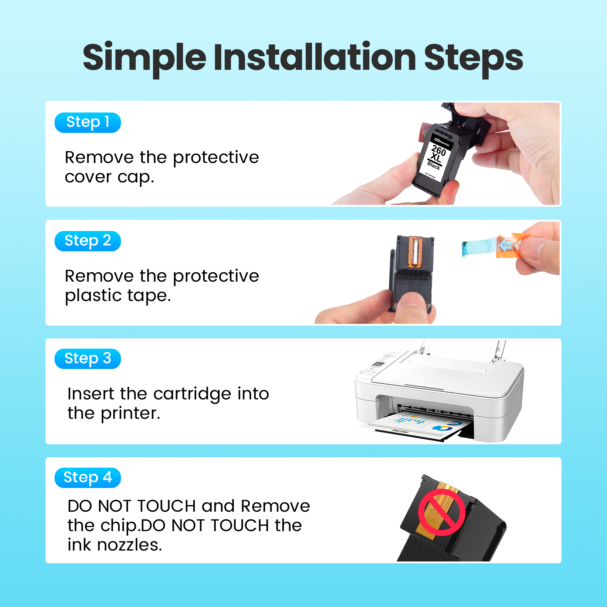  PrintImpression 260XL Black Ink Cartridge Replacement for Canon PG-260 Black Ink Cartridge 260 Ink PG 260 XL Black Ink Cartridge Work for Canon TS6420a TS6420 TS5320 TR7020a TR7020 TR7022 TR7022a Printer (2 Black)