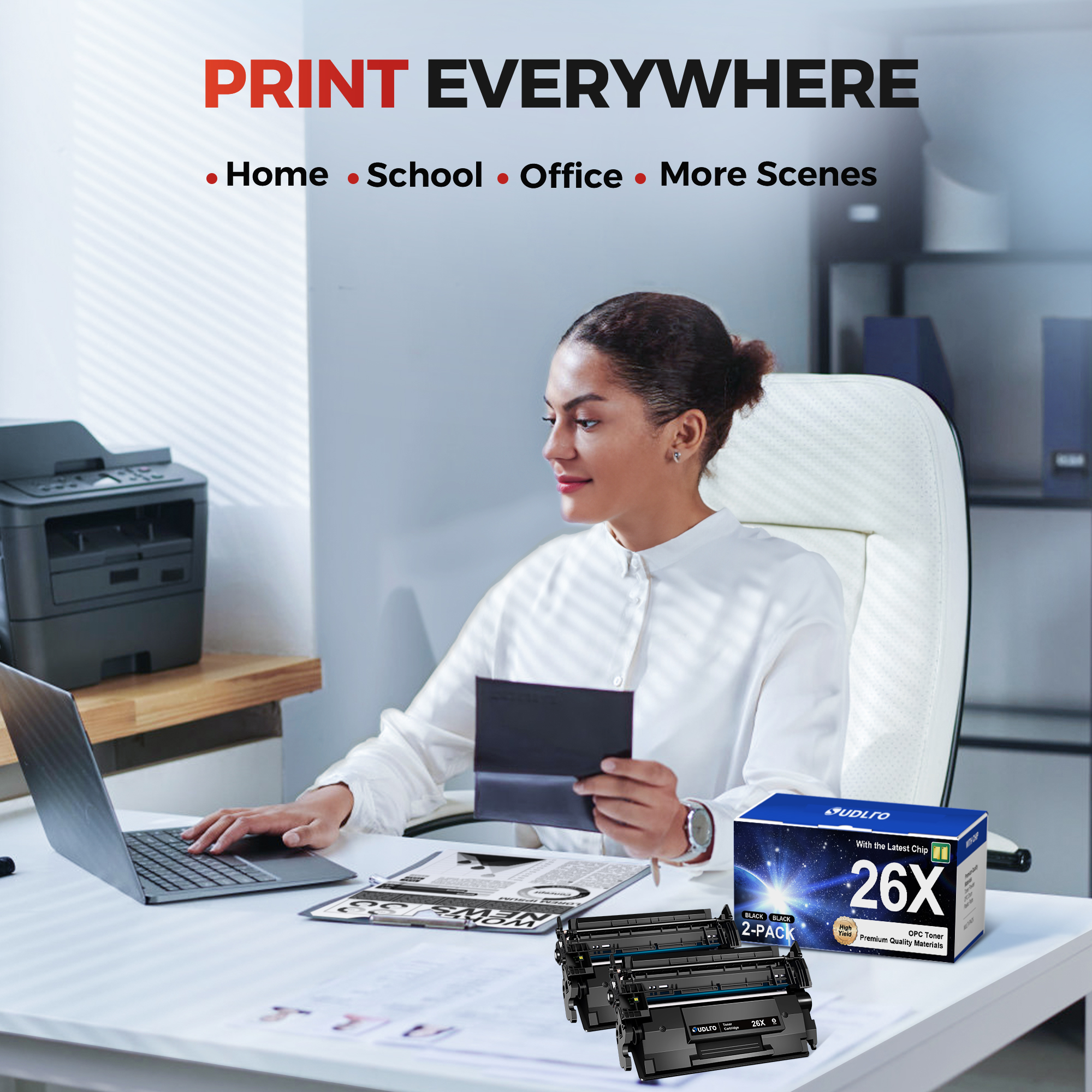 CF226X - High Yield - Use for HP 26X Replacement for HP 26X Toner Cartridge 26A CF226A Works with Pro M426dw M402n M402d M402dn M402dw for Laserjet Pro MFP M426fdw M426fdn Printer | 2 Black