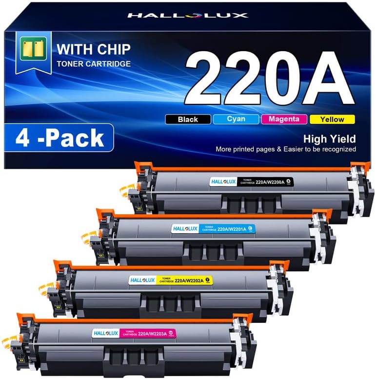 HALLOLUX Toner 220A 220X 220 A W2200A W2201A W2202A W2203A compatibile con HP 220A, set originale 220 X per HP Color Laserjet Pro MFP4302dw Toner MFP 4301dw 4301dwe 4301fw
