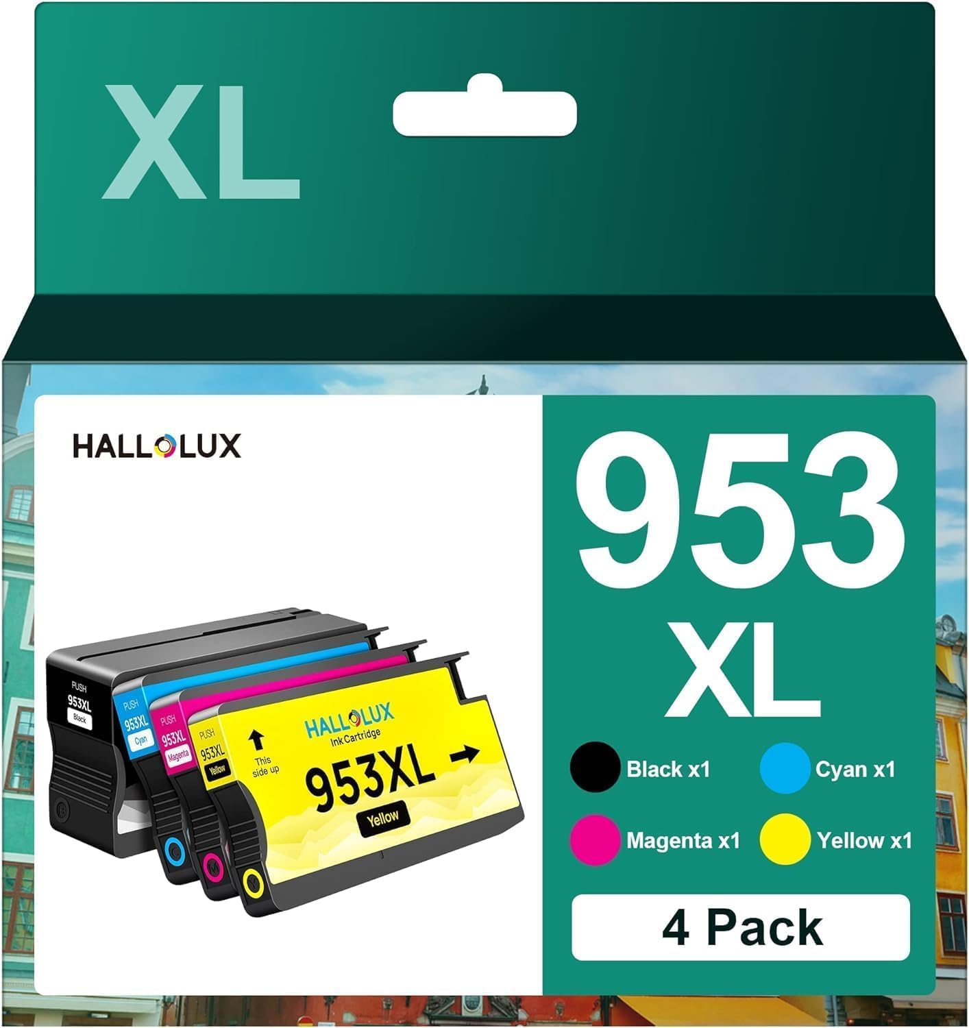 HALLOLUX 953 XL 953XL Multipack Compatible para HP 953 Cartuchos de Impresora para HP OfficeJet Pro 7740 7720 7730 8710 8720 8730 8715 8210 8218 8725 8728 8740 Cartuchos (4 Unidades)