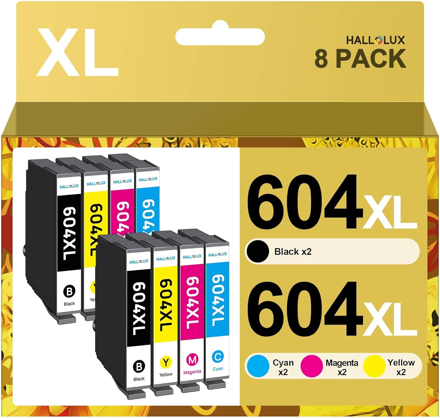 HALLOLUX 604 604XL Patronen für Epson 604 Patronen Multipack 604 XL für Epson XP 3200 Druckerpatronen für XP 2205 Druckerpatronen für XP 3200 XP 3205 WF 2930 (8er-Pack)