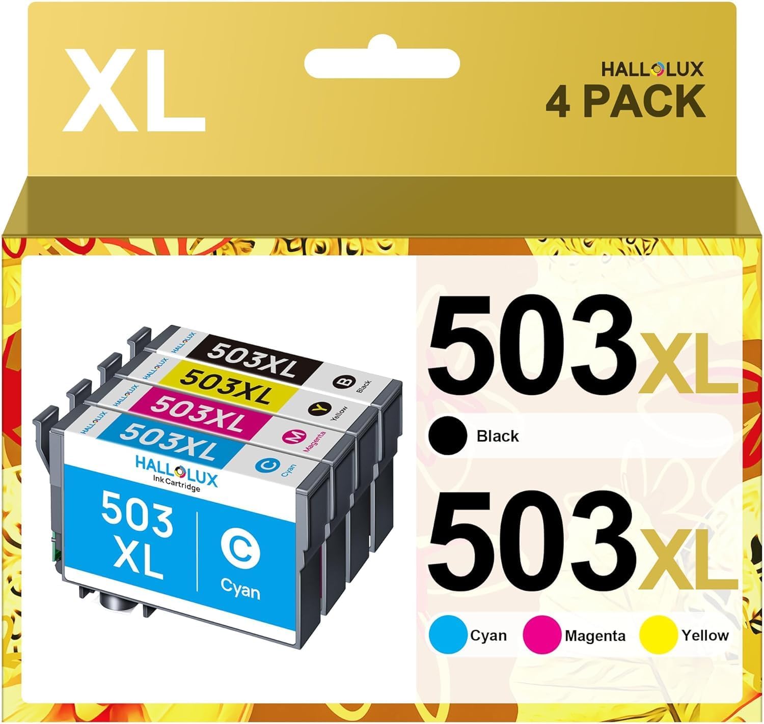 503XL Multipack Cartuchos de Tinta Compatibles para Epson 503 XL - para XP 5200, XP-5205, Workforce WF-2960DWF Impresora (4 Pack)