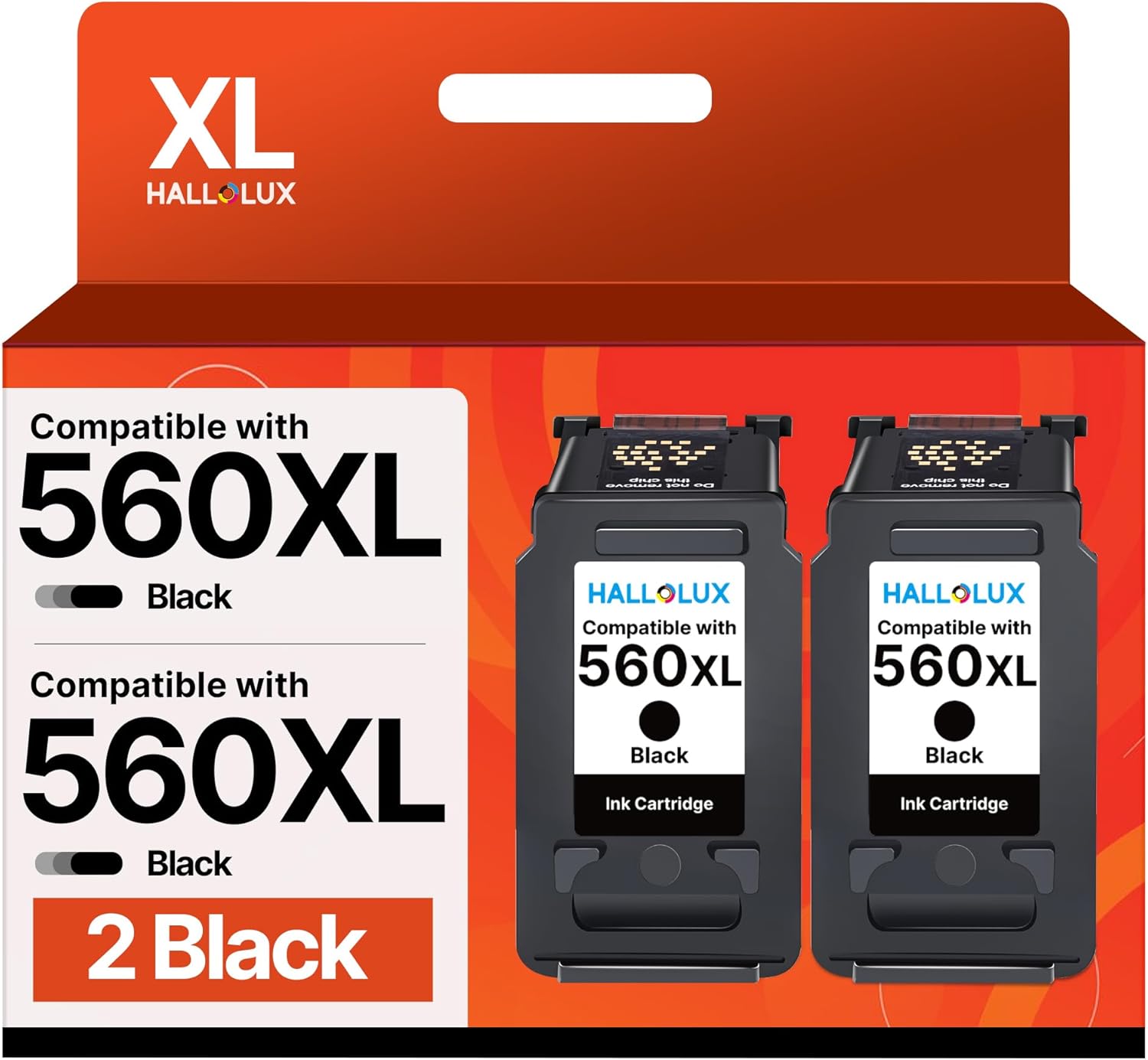HALLOLUX 560 XL Compatible para Canon 560 561 Cartuchos de Tinta PG-560XL CL-561XL PG560 CL561 560XL 561XL 561 XL para Canon TS5350 Druckerpatronen TS5300 TS5351 TS7450 TS7451 TS5352 TS5353 (2 Negro)