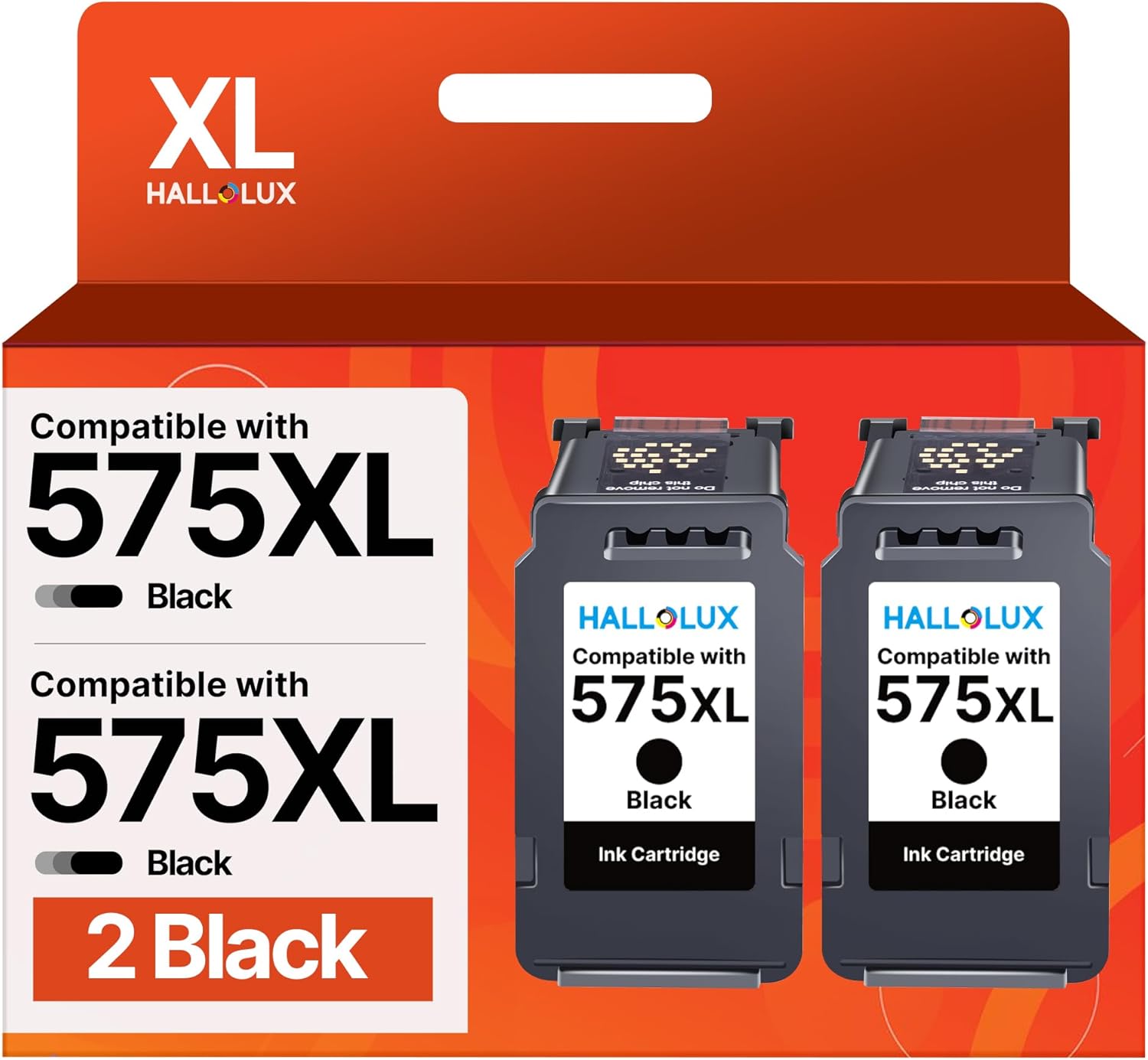 HALLOLUX PG-575XL Schwarz, 575XL Druckerpatronen Kompatible für Canon 575 Patronen für PIXMA TS3550i TS3551i TR4750i TR4751i (2er-Pack Schwarz)