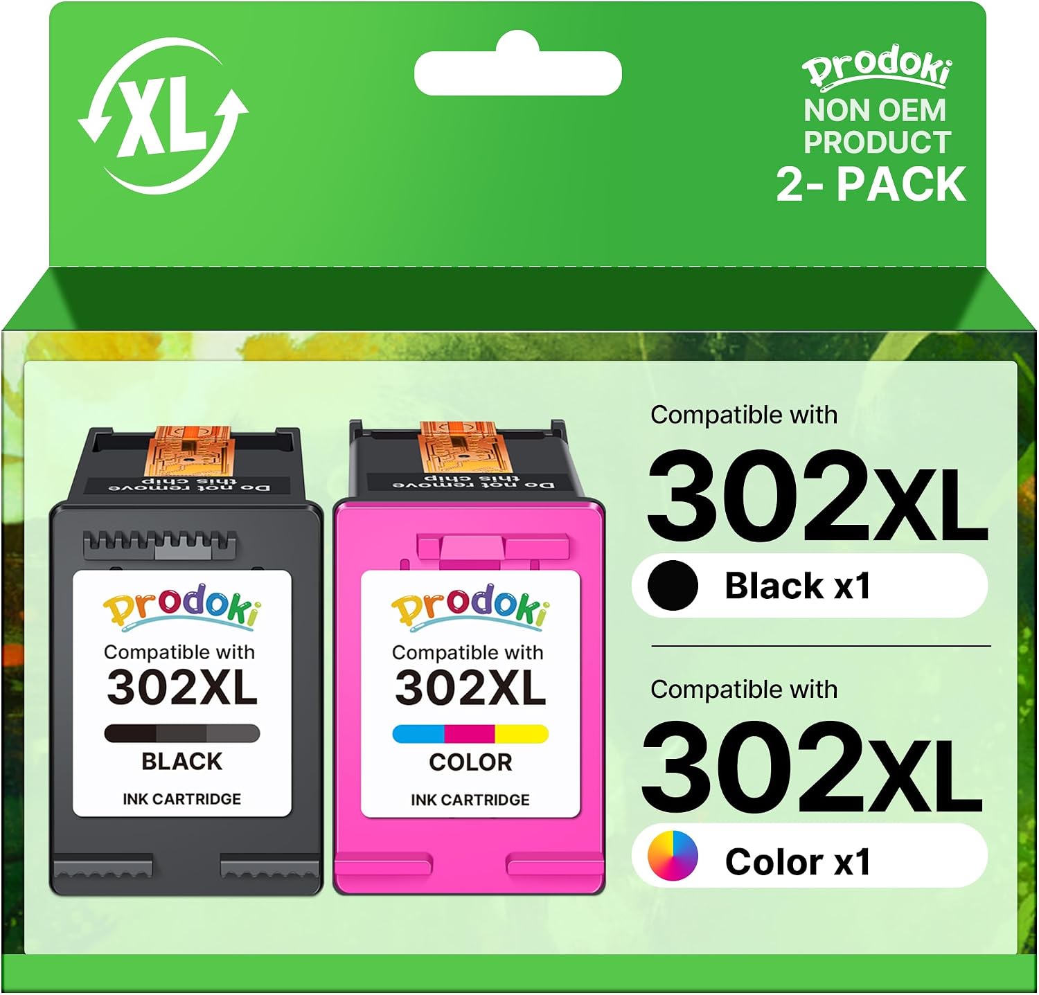 Prodoki 302 XL 302XL Remplacement pour Cartouche HP 302 XL Noir et Couleur Cartouche Encre pour HP DeskJet 3639 3630 3632 3636 Envy 4520 4527 4525 4524 OfficeJet 3831 3833 3830 (1 Noir 1 Tri-Colore)