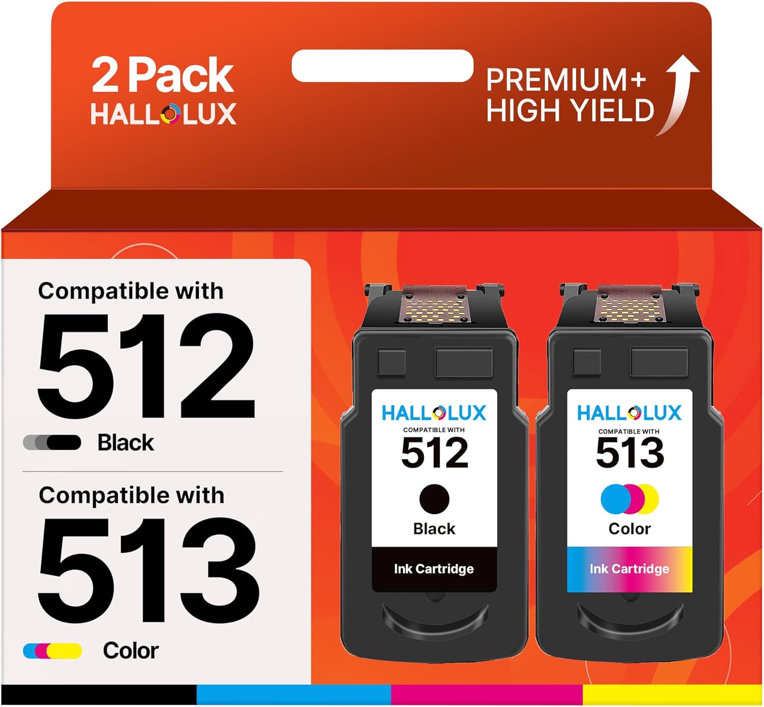 HALLOLUX PG-512XL CL-513XL Cartucce Sostituzione per Canon 512 513 XL per Pixma iP2700 MP230 MP240 MP250 MP280 MP480 MP490 MP495 MX320 MX350 (Nero Tri-Colore, 2-Pack)