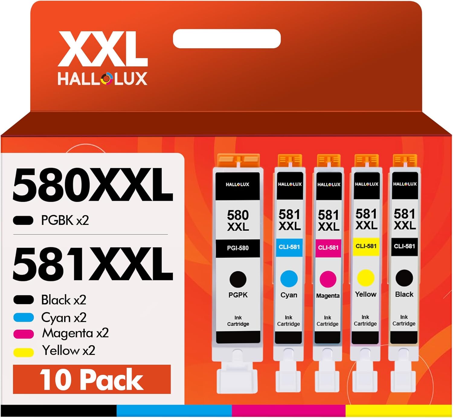HALLOLUX PGI-580 CLI-581XXL Cartucce compatibili per Canon 580 581 Cartucce Multipack per Canon TS705 TR8550 TS6150 TR7550 TS6250 TR8500 TS8251 TS6350 TS9550 TS6151 TS951(1) -Pack