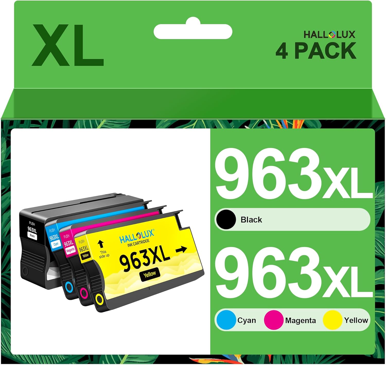 HALLOLUX 963XL Cartouches d'encre Remplacement pour HP 963 963 XL pour HP OfficeJet Pro 9010 9012 9014 9015 9016 9018 9019 9020 9022 9025 (Noir, Cyan, Magenta, Jaune,4-Pack)