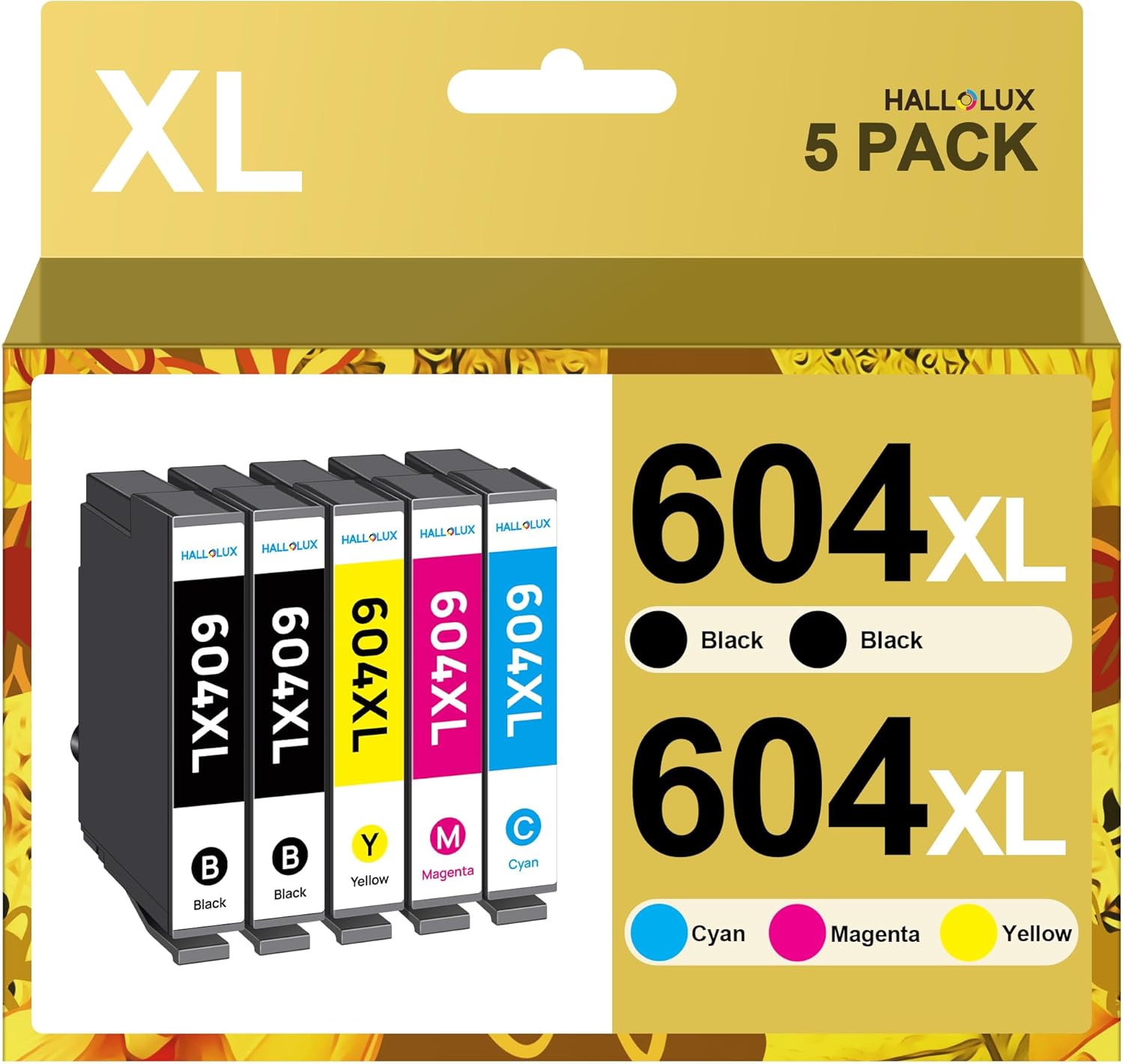 HALLOLUX 604XL Patronen für Epson 604 XL Multipack Patronen für Epson XP 2205 XP 3200 XP 4200 XP 3205 XP 4205 Workforce WF 2930 WF 2935 WF 2910 (2 Schwarz,1 Cyan,1 Gelb,1 Magenta, 604 XL Multipack)