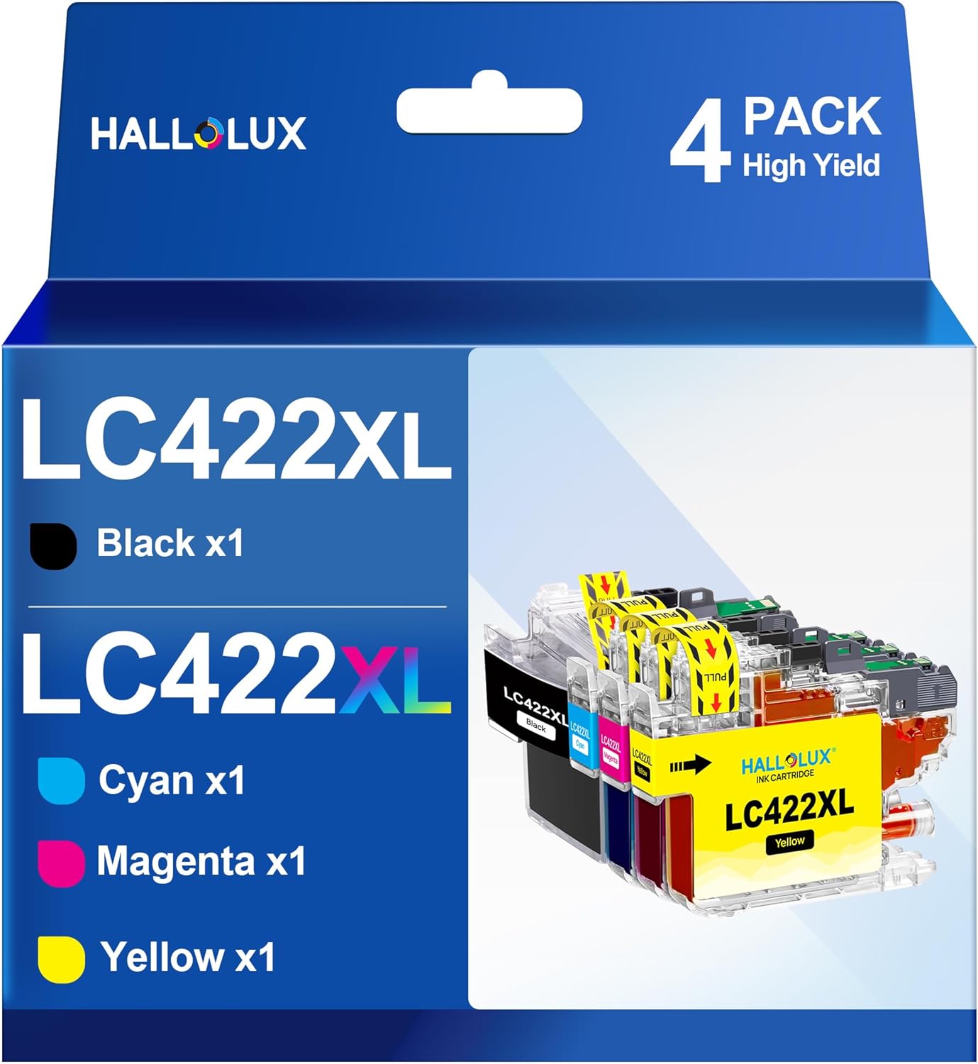 HALLOLUX LC422XL Cartucce Compatibili per Brother LC422 XL, 3000 Pagine Alta Capacità, per Brother MFC-J5740DW MFC-J5340DW MFC-J6540DW MFC-J6940DW MFC-J5345DW (Nero Ciano Magenta Giallo, 4-Pack)