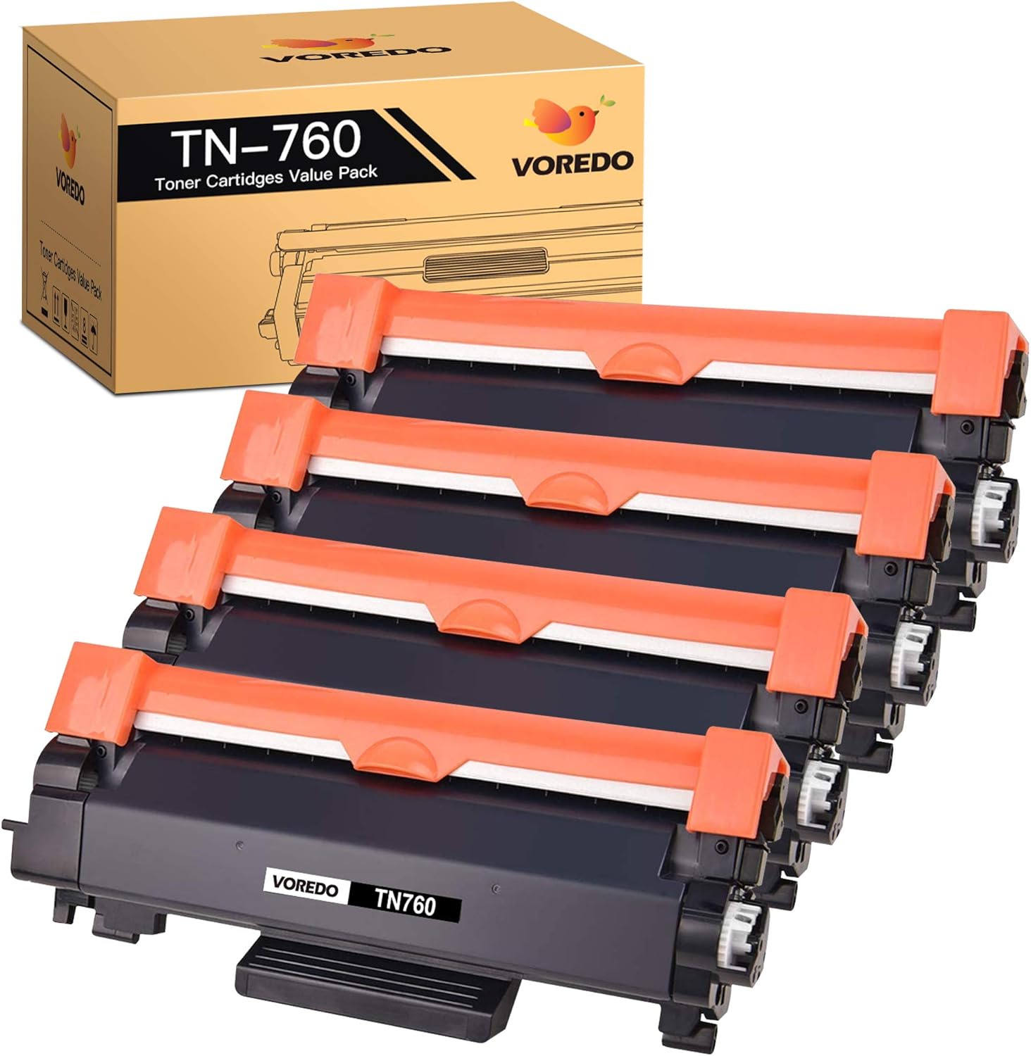 VOREDO Toner Cartridge Replacement for TN760 TN-760 to use with MFC-L2710DW HL-L2395DW HL-L2370DW HL-L2350DW DCP-L2550DW MFC-L2750DW HL-L2390DW