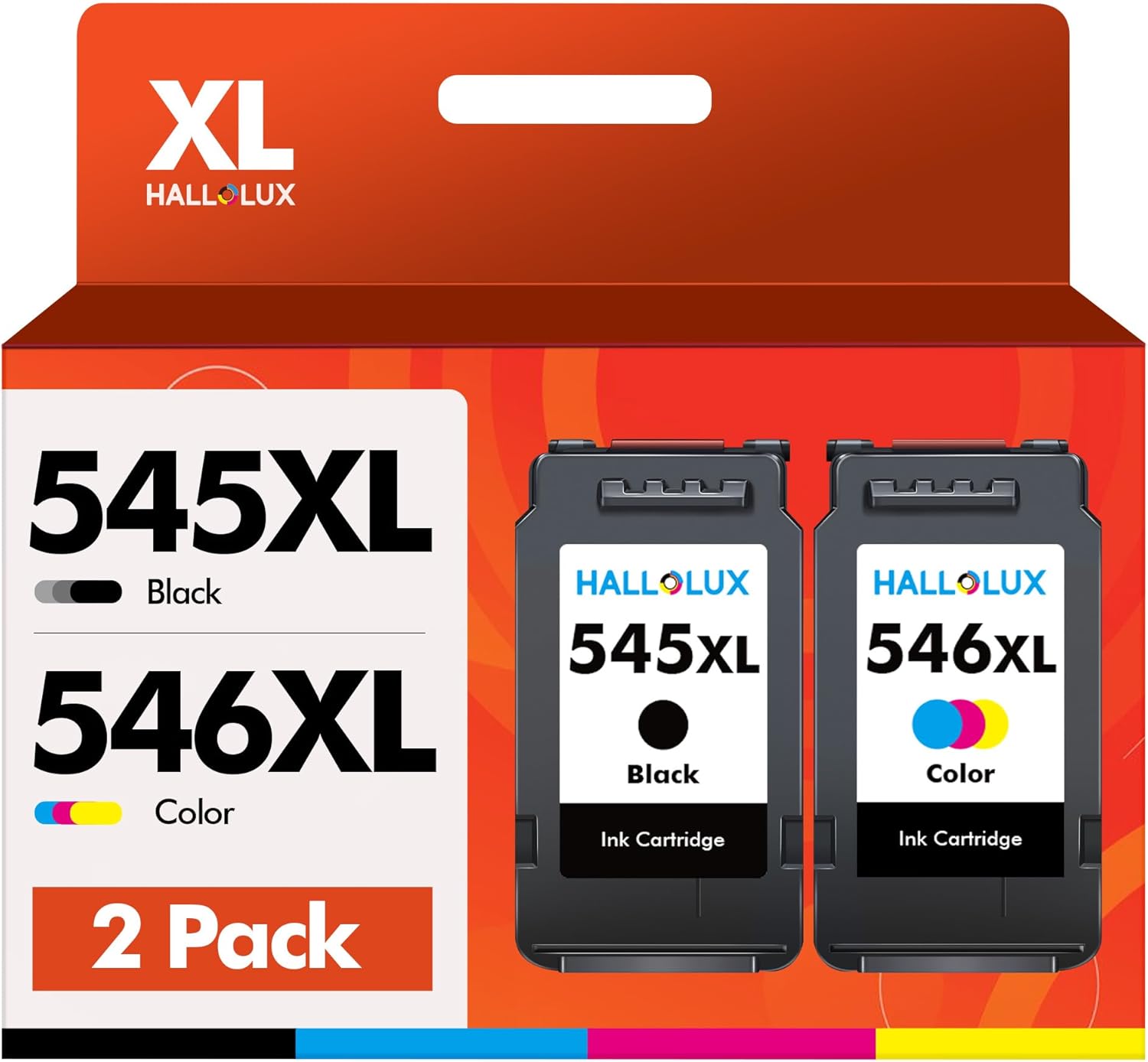 HALLOLUX PG-545XL CL-546XL Replacement pour Canon 545 546 546 XL Cartouches d'encre Multipack pour Pixma MX495 TS3150 TS3150 TS3151 MG2550S MG3050 TR4550 MG2950 TR4551 MG2450 MG2500 (1 Noir 1 Couleur)