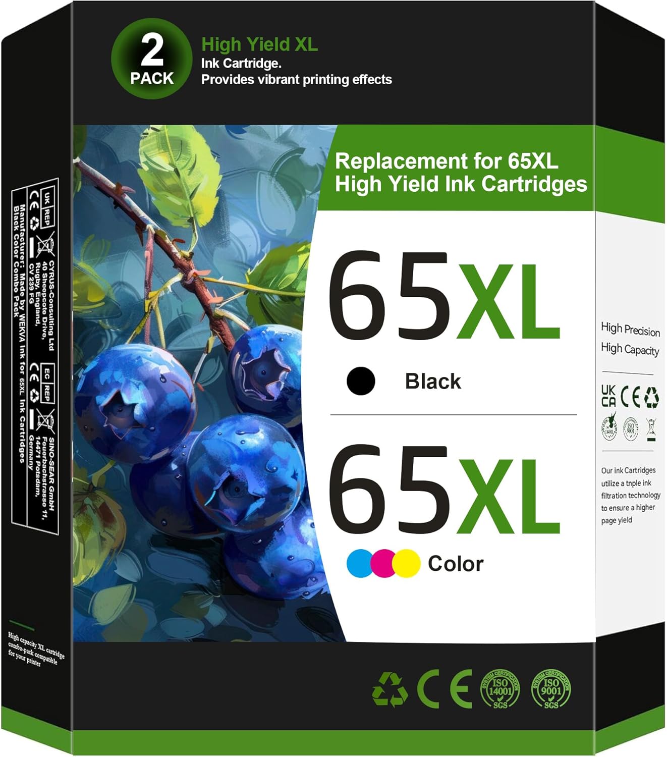 Inktrack 65XL Ink Cartridges Black/Color Combo Pack High-Yield | for HP Ink 65 65 XL | Works for HP DeskJet 3755 3772 3752 3720, Deskjet 2622 2680 2600 Series, Envy5055 5058 5052 5014 5000 Series, 2-Pack