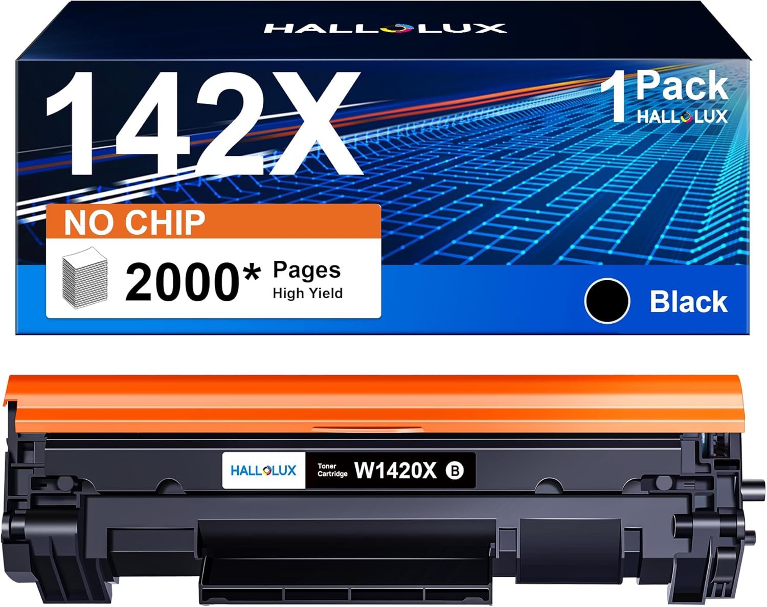HALLOLUX 142X 142A Toner Schwarz (2000 Seiten) Kompatibel für HP 142A W1420A 142X W1420X für HP Laserjet MFP M140w Toner M110w M110 MFP M140 MFP M139w M139 (Ohne Chip，1-Pack)